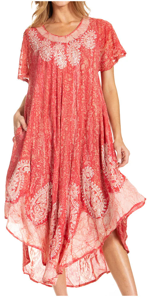 Sakkas  Bree Long Embroidered Cap Sleeve Marbled Dress - Image 6