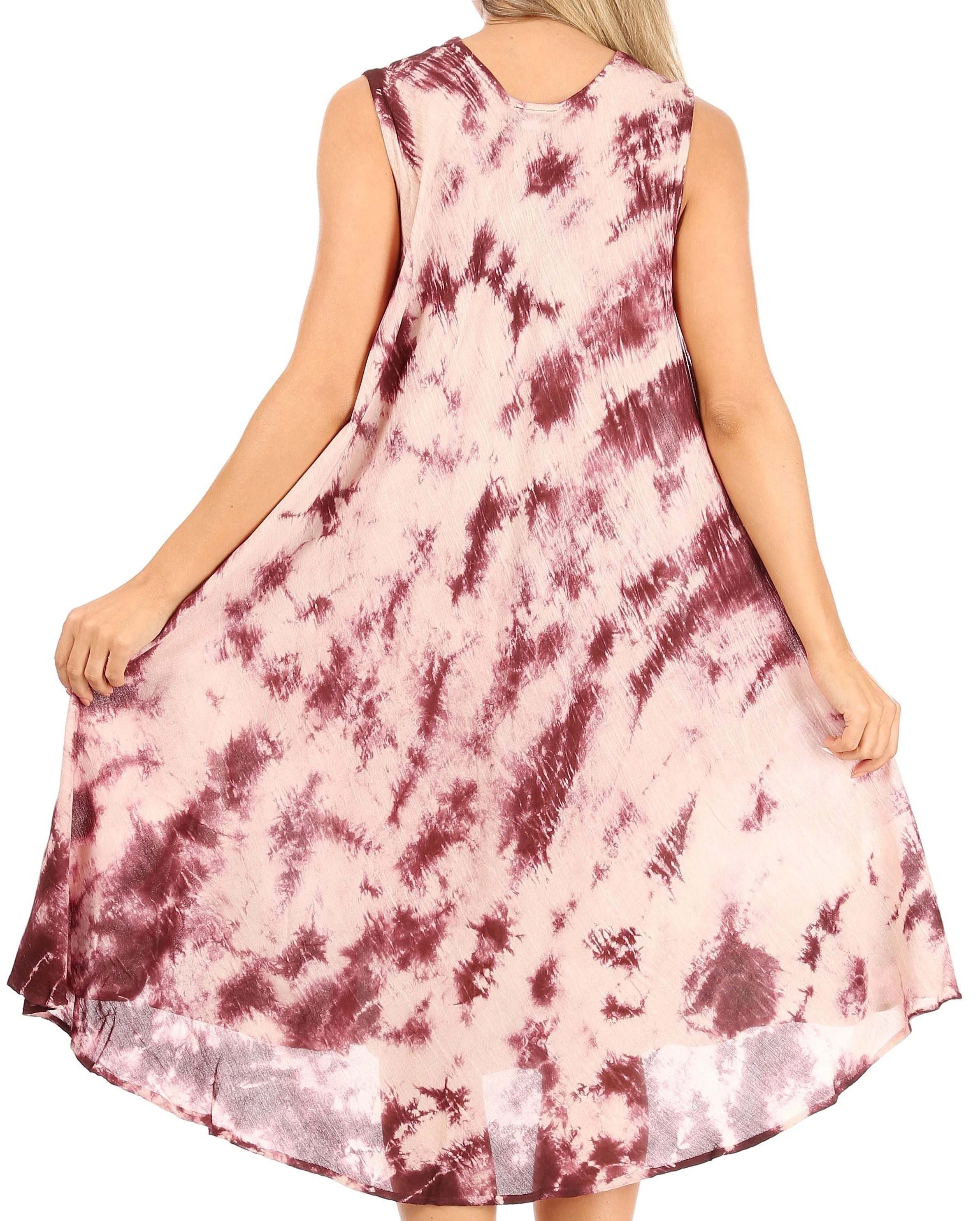 Sakkas Butterfly Tie Dye Tank Sheath Caftan Mid Length Dress - Image 2