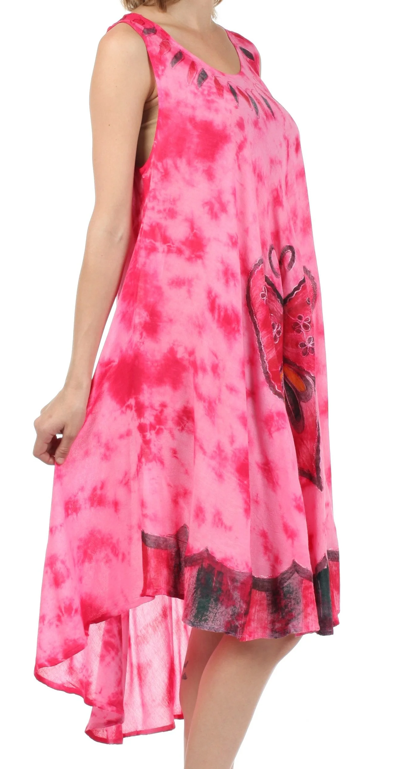 Sakkas Butterfly Tie Dye Tank Sheath Caftan Mid Length Dress - Image 33