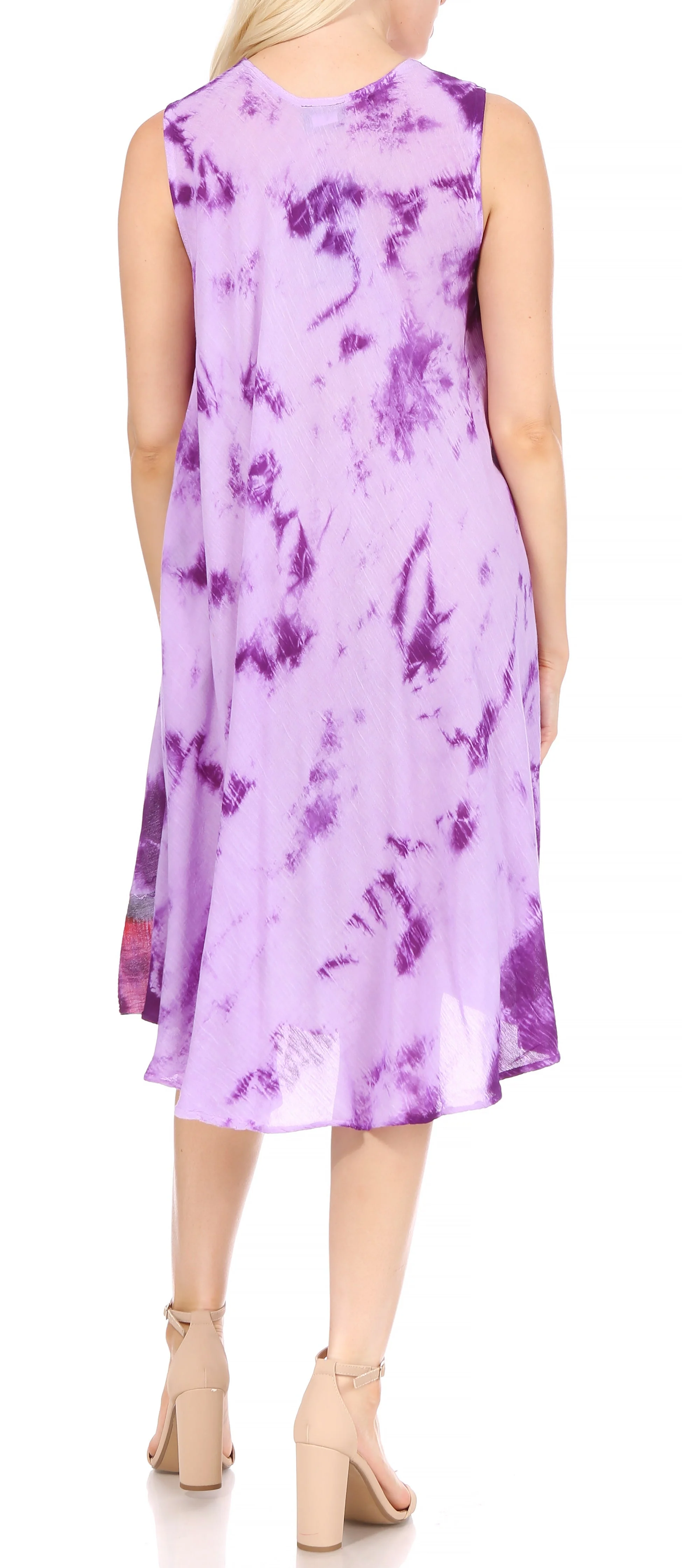 Sakkas Butterfly Tie Dye Tank Sheath Caftan Mid Length Dress - Image 37