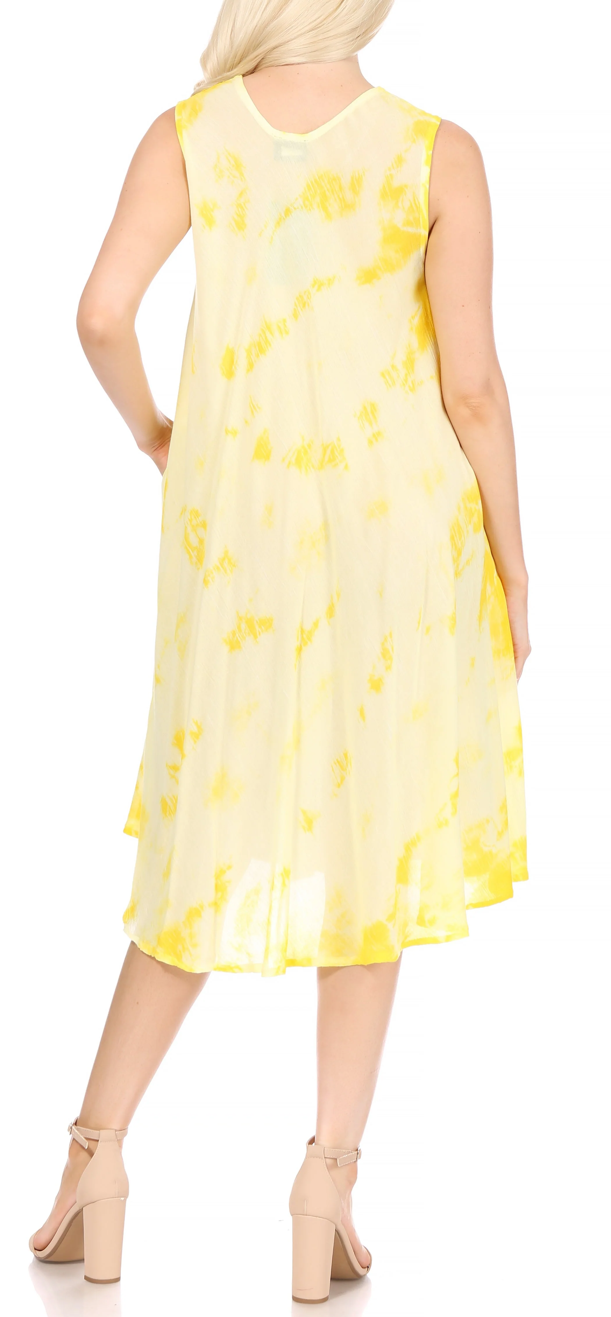 Sakkas Butterfly Tie Dye Tank Sheath Caftan Mid Length Dress - Image 55