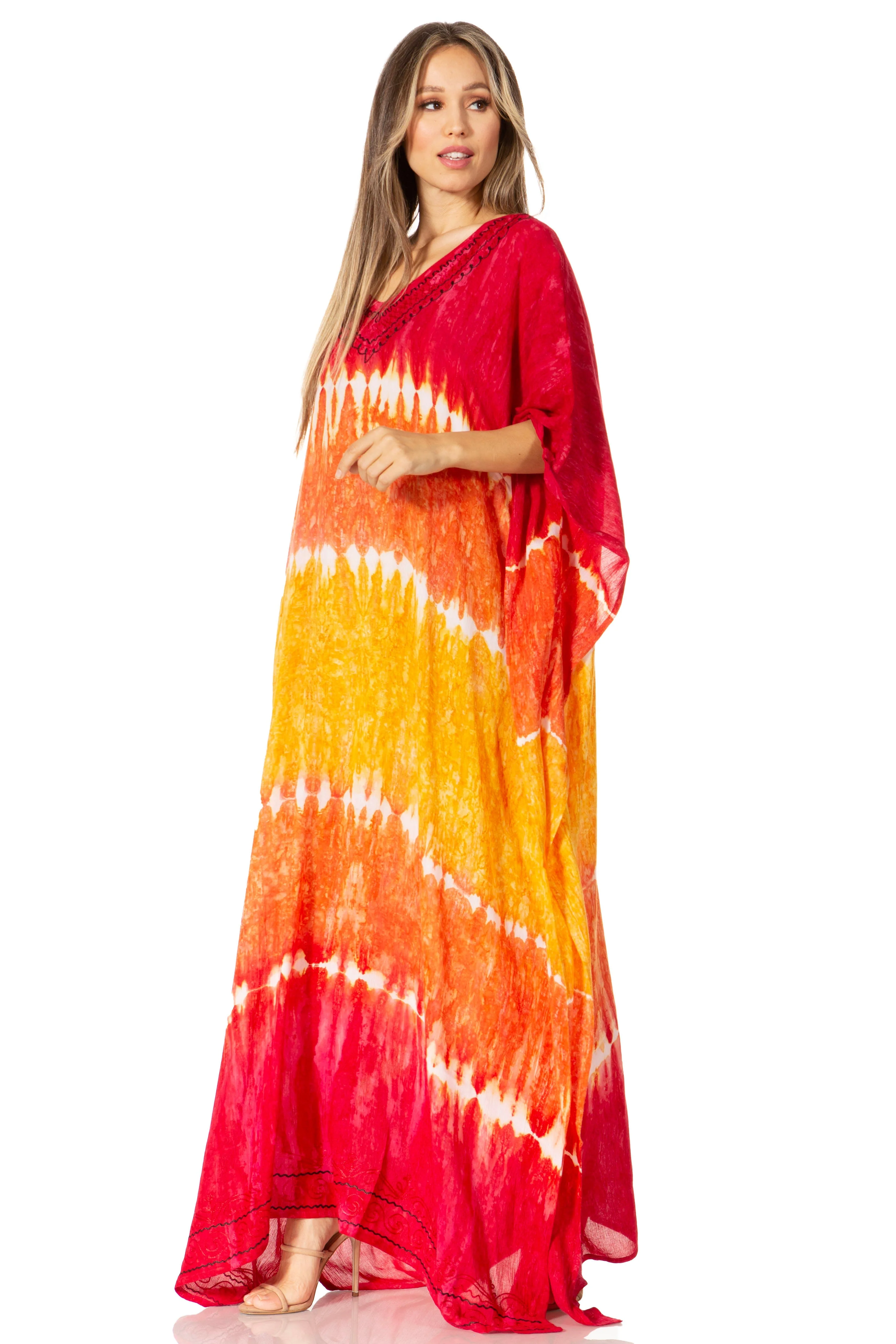 Sakkas Catia Women's Boho-Style Long Maxi Caftan for Lounging and Casual Wear - Image 142