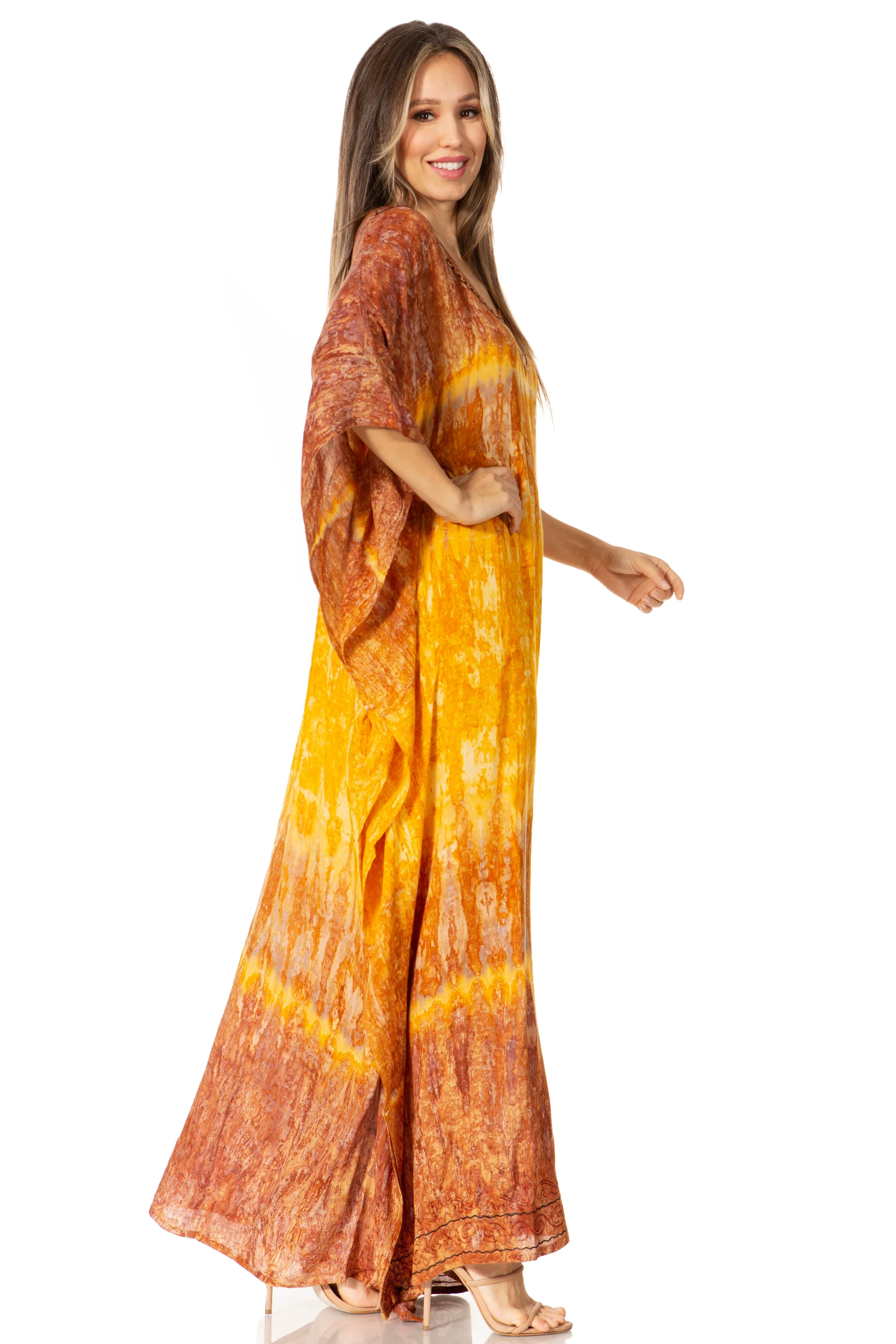 Sakkas Catia Women's Boho-Style Long Maxi Caftan for Lounging and Casual Wear - Image 148