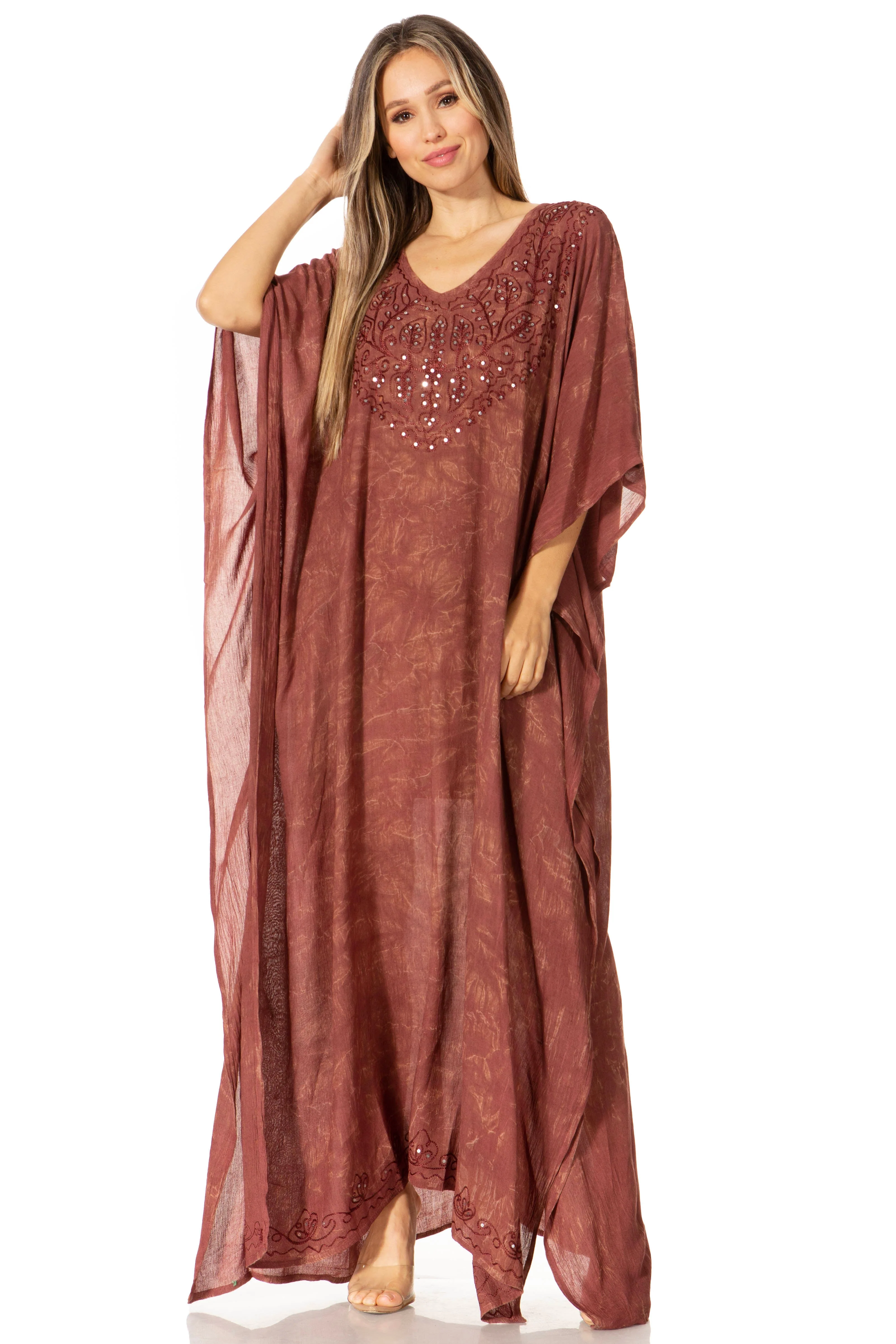 Sakkas Catia Women's Boho-Style Long Maxi Caftan for Lounging and Casual Wear - Image 221