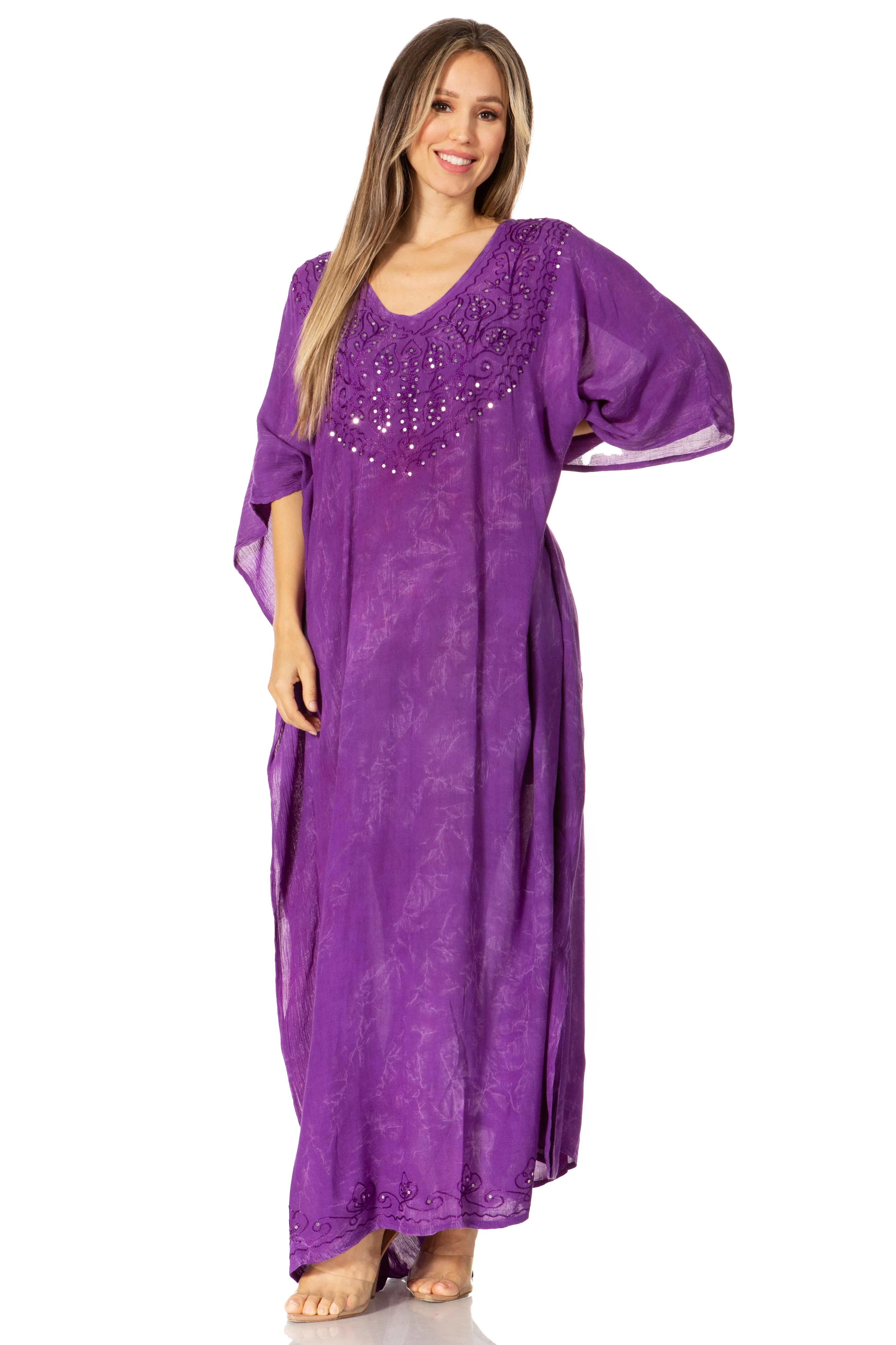 Sakkas Catia Women's Boho-Style Long Maxi Caftan for Lounging and Casual Wear - Image 227
