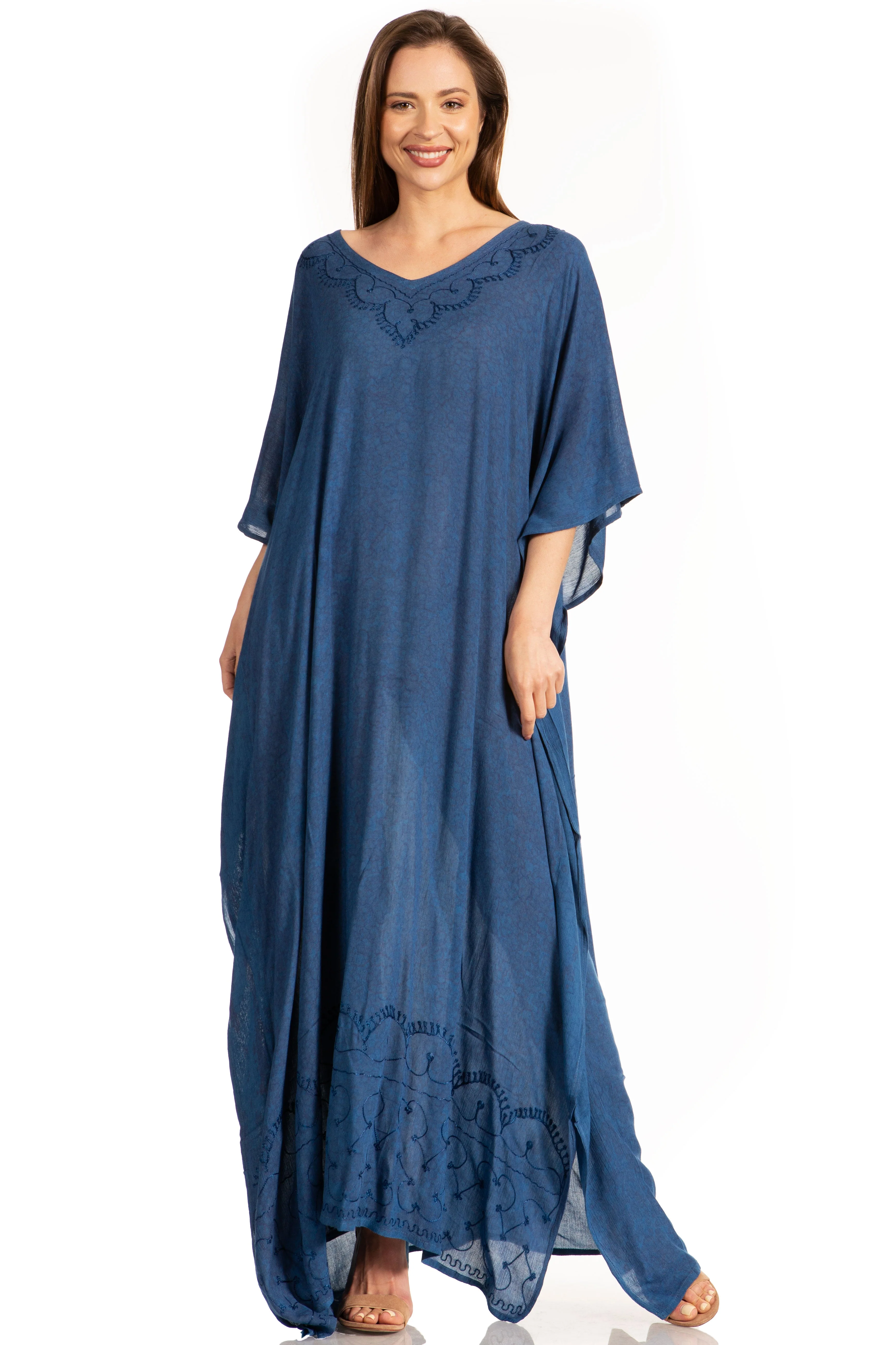 Sakkas Catia Women's Boho-Style Long Maxi Caftan for Lounging and Casual Wear - Image 233