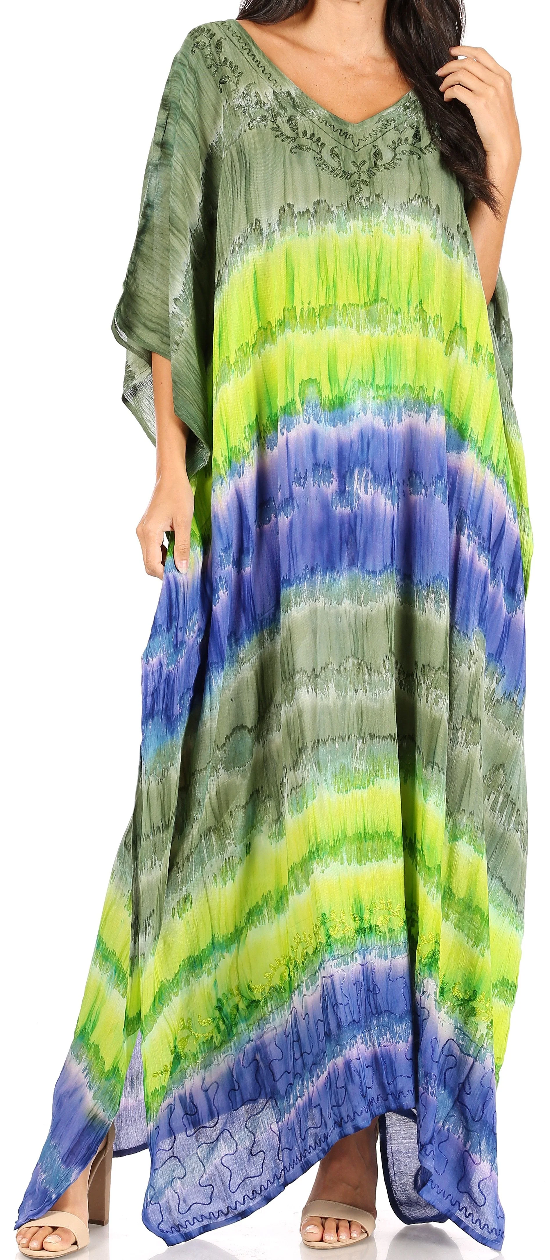 Sakkas Catia Women's Boho-Style Long Maxi Caftan for Lounging and Casual Wear - Image 36