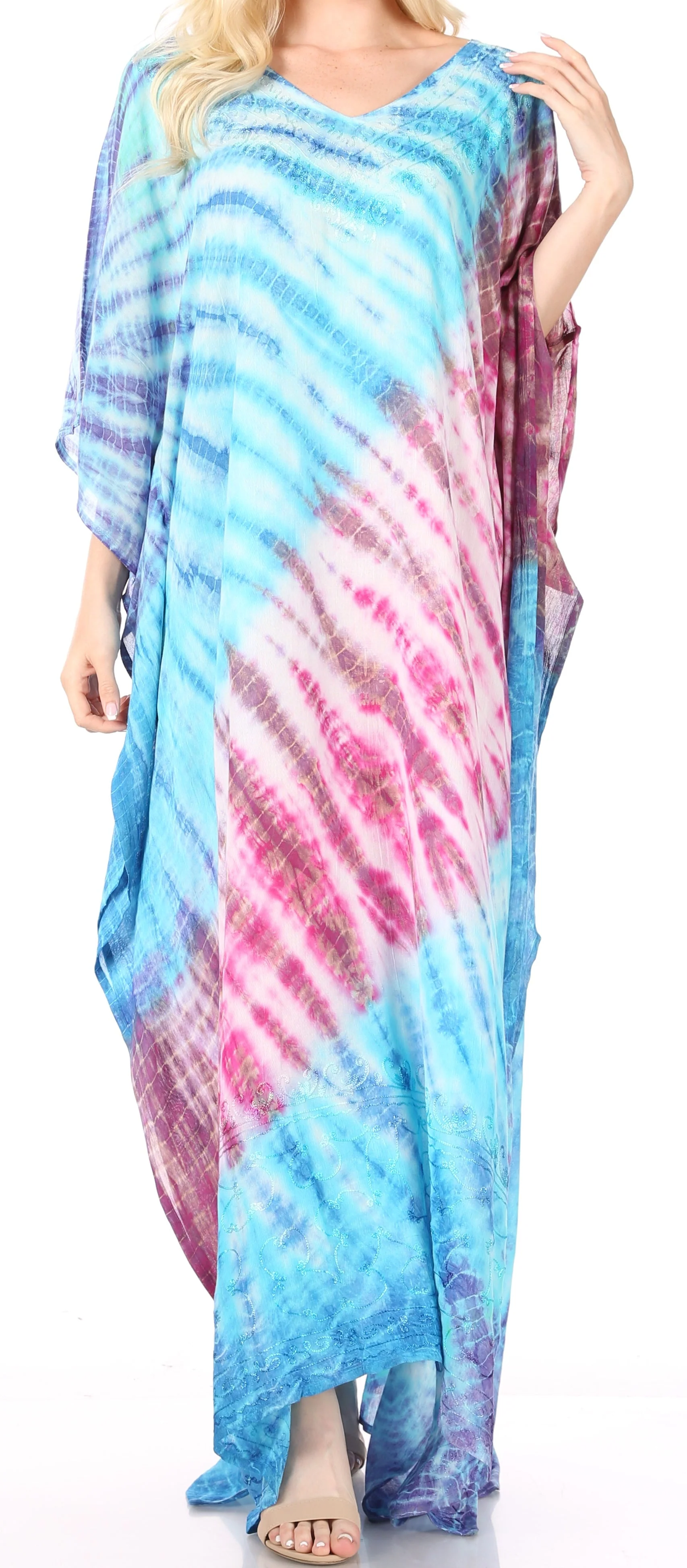 Sakkas Catia Women's Boho-Style Long Maxi Caftan for Lounging and Casual Wear - Image 45