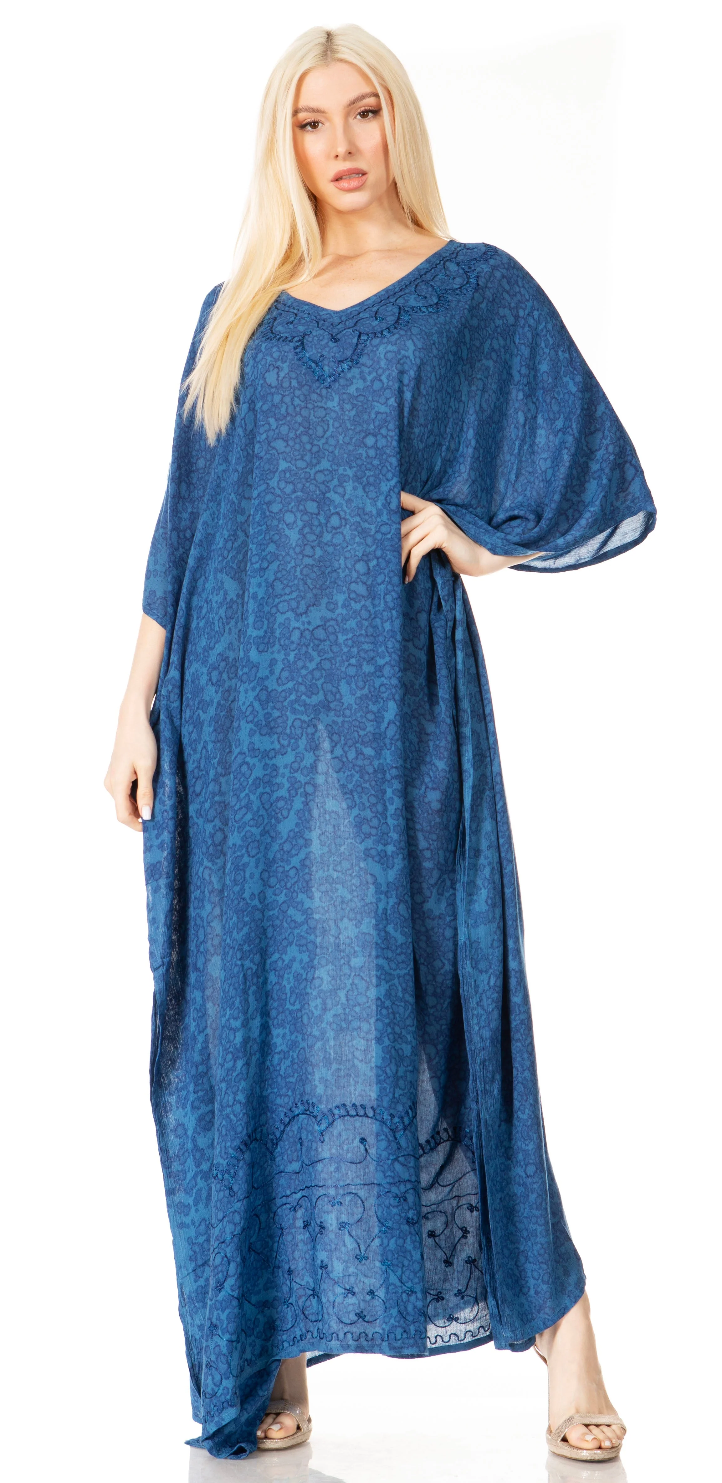 Sakkas Catia Women's Boho-Style Long Maxi Caftan for Lounging and Casual Wear - Image 82