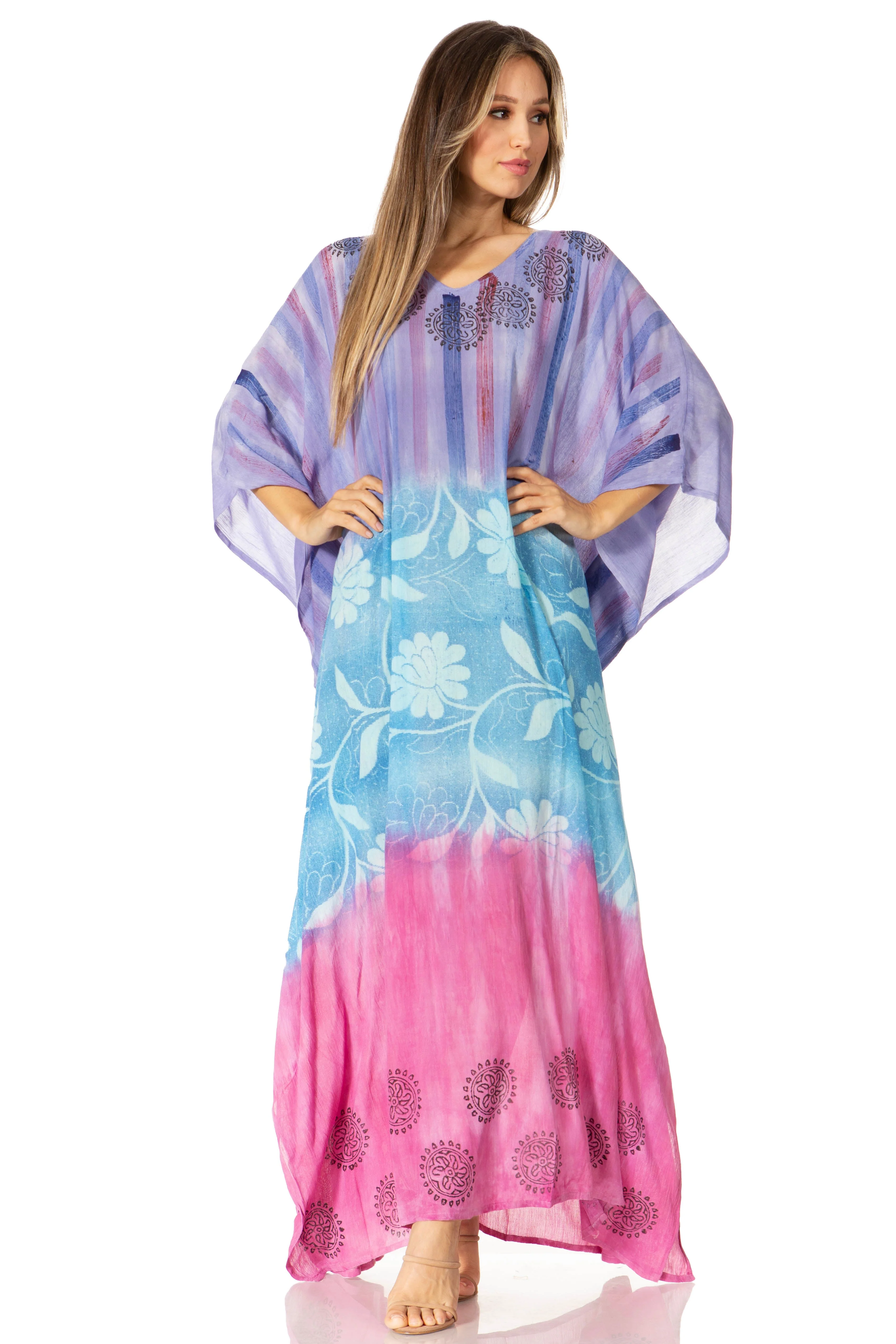 Sakkas Catia Women's Boho-Style Long Maxi Caftan for Lounging and Casual Wear - Image 89