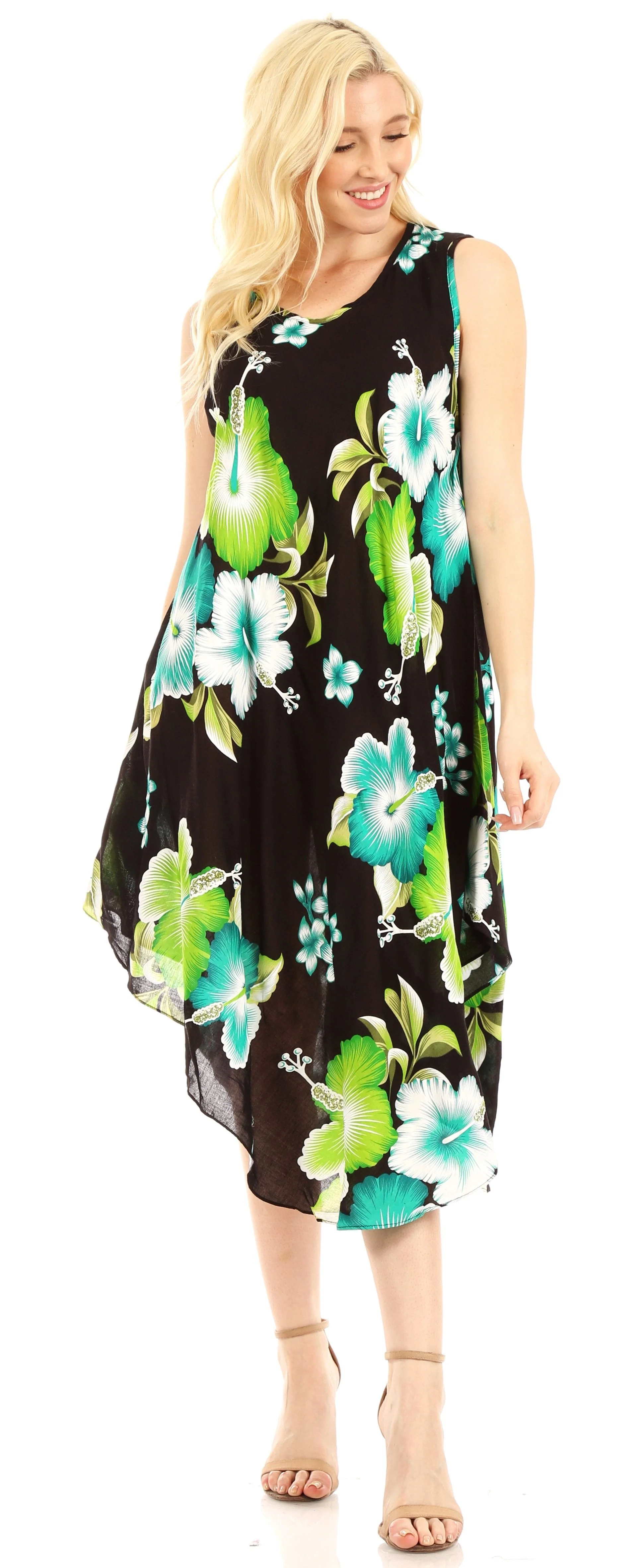 Sakkas Clara Women's Casual Summer Sleeveless Sundress Loose Floral Print Dress - Image 10