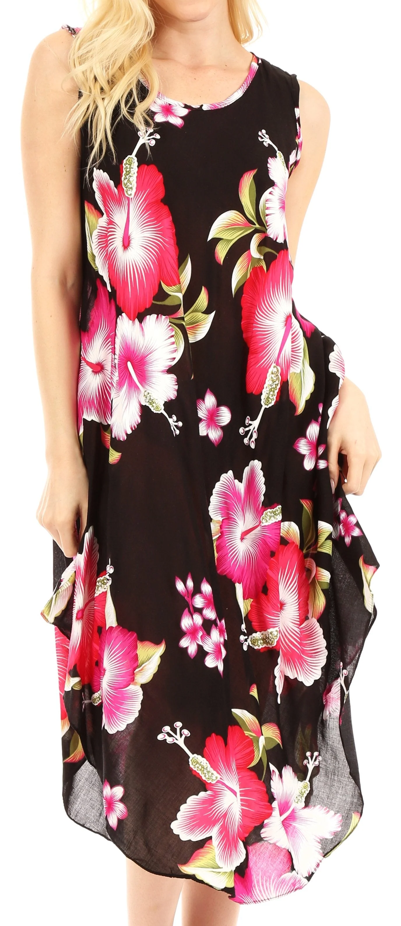 Sakkas Clara Women's Casual Summer Sleeveless Sundress Loose Floral Print Dress - Image 11