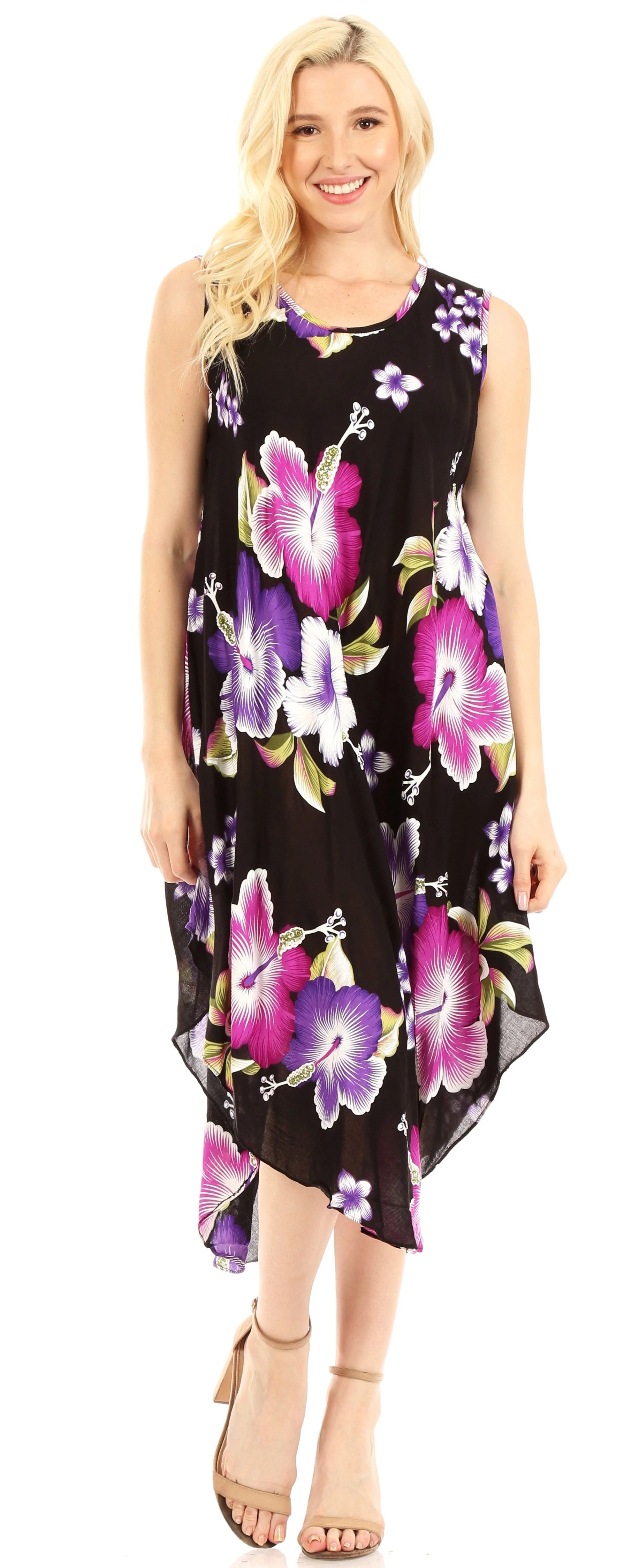 Sakkas Clara Women's Casual Summer Sleeveless Sundress Loose Floral Print Dress - Image 20