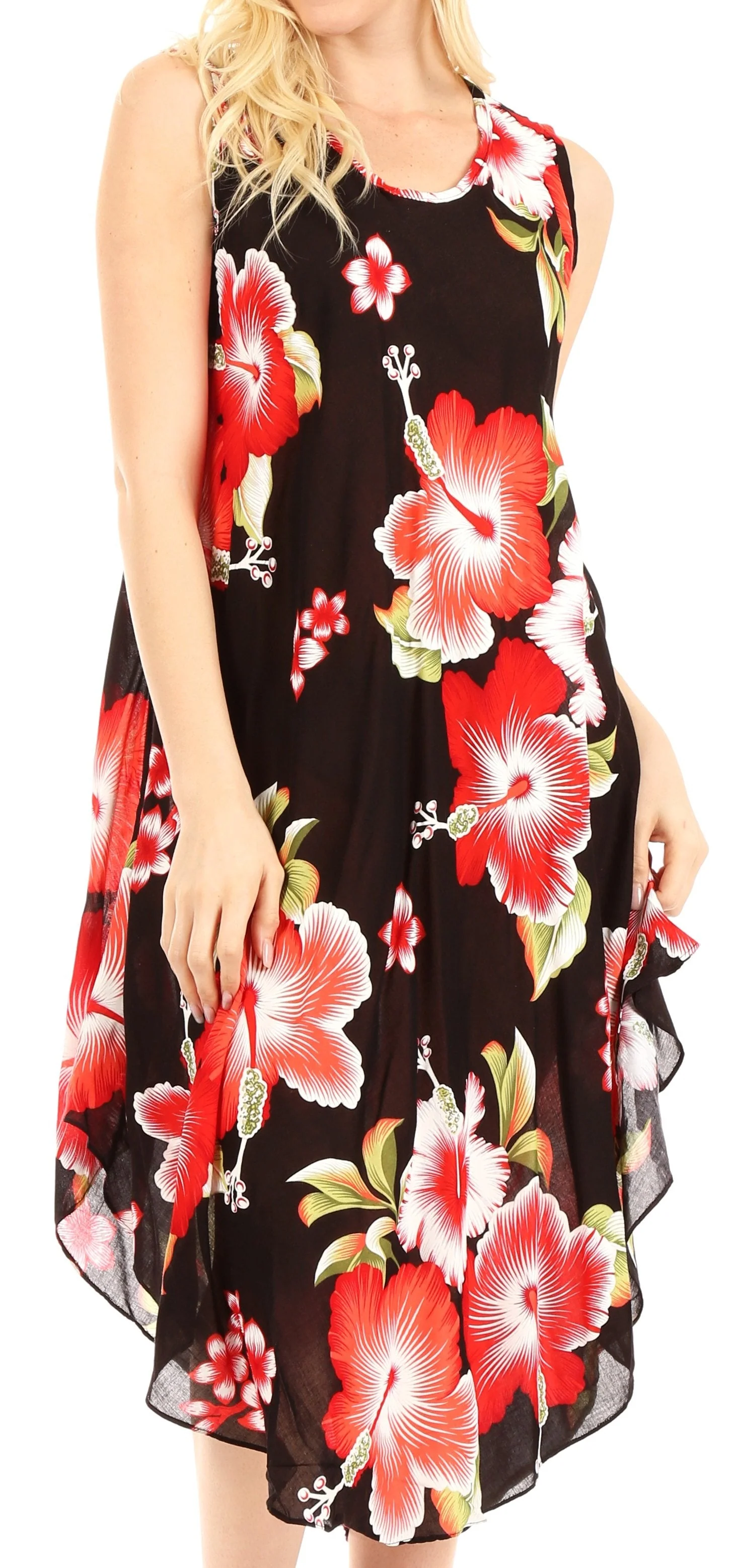 Sakkas Clara Women's Casual Summer Sleeveless Sundress Loose Floral Print Dress - Image 21