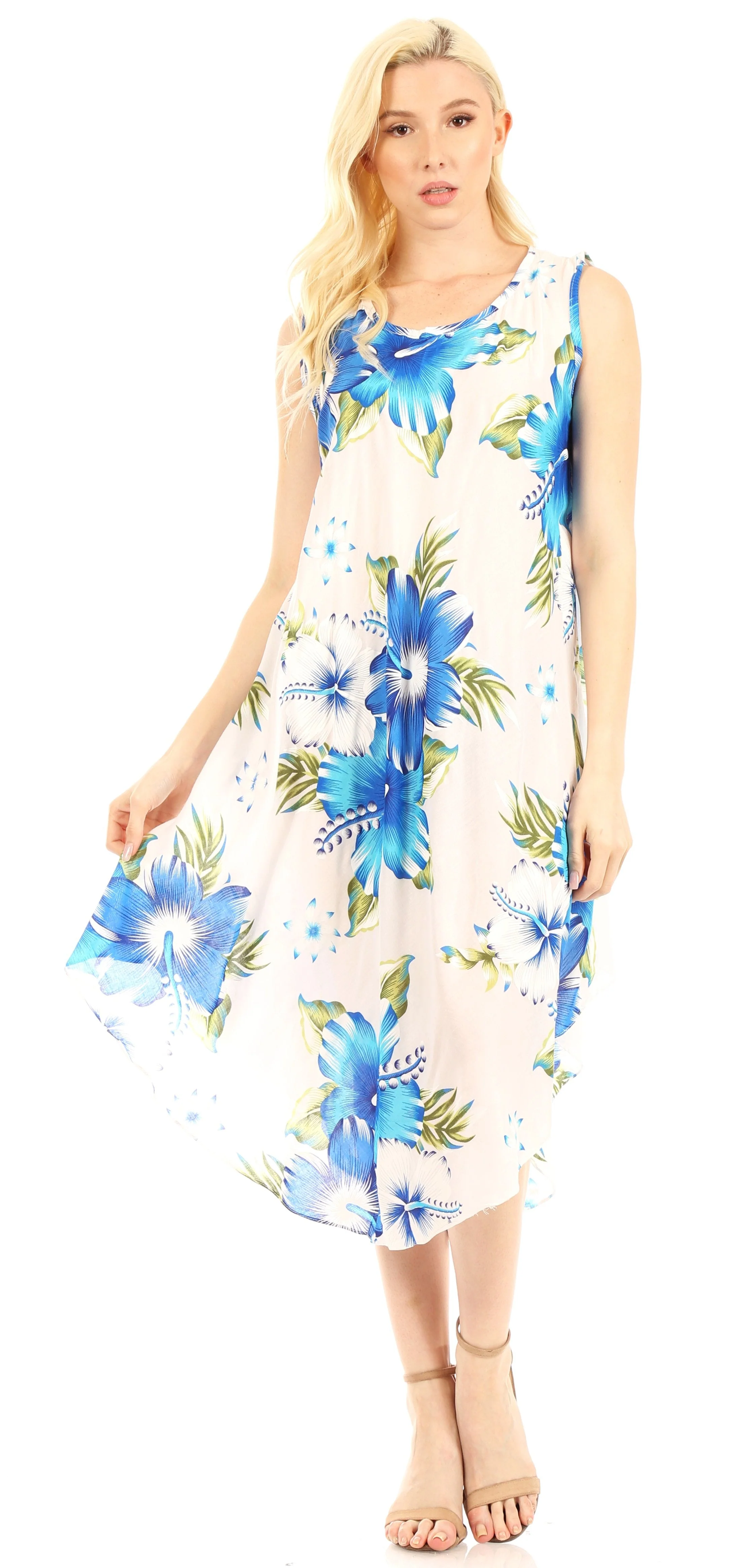 Sakkas Clara Women's Casual Summer Sleeveless Sundress Loose Floral Print Dress - Image 30