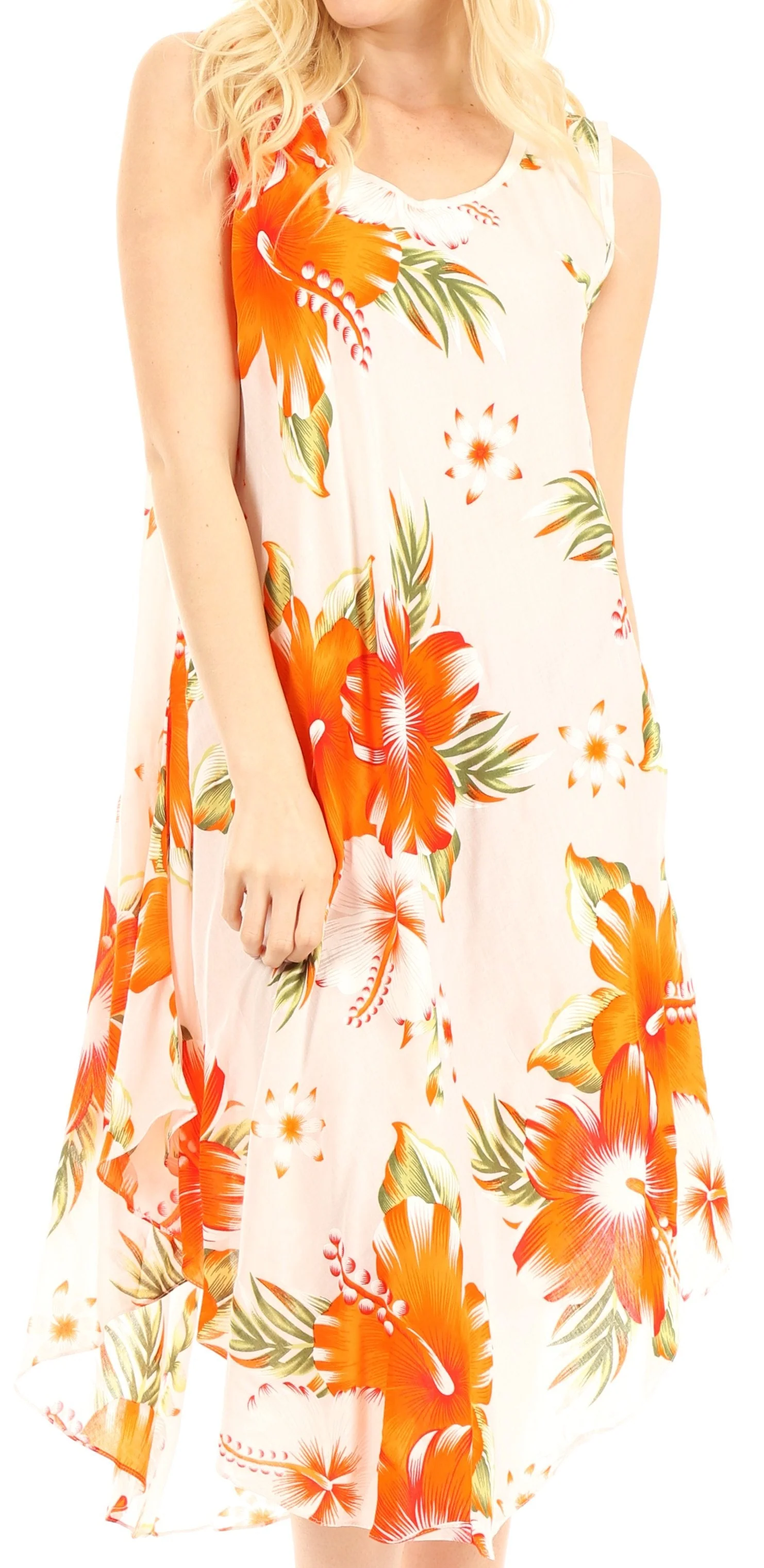 Sakkas Clara Women's Casual Summer Sleeveless Sundress Loose Floral Print Dress - Image 36
