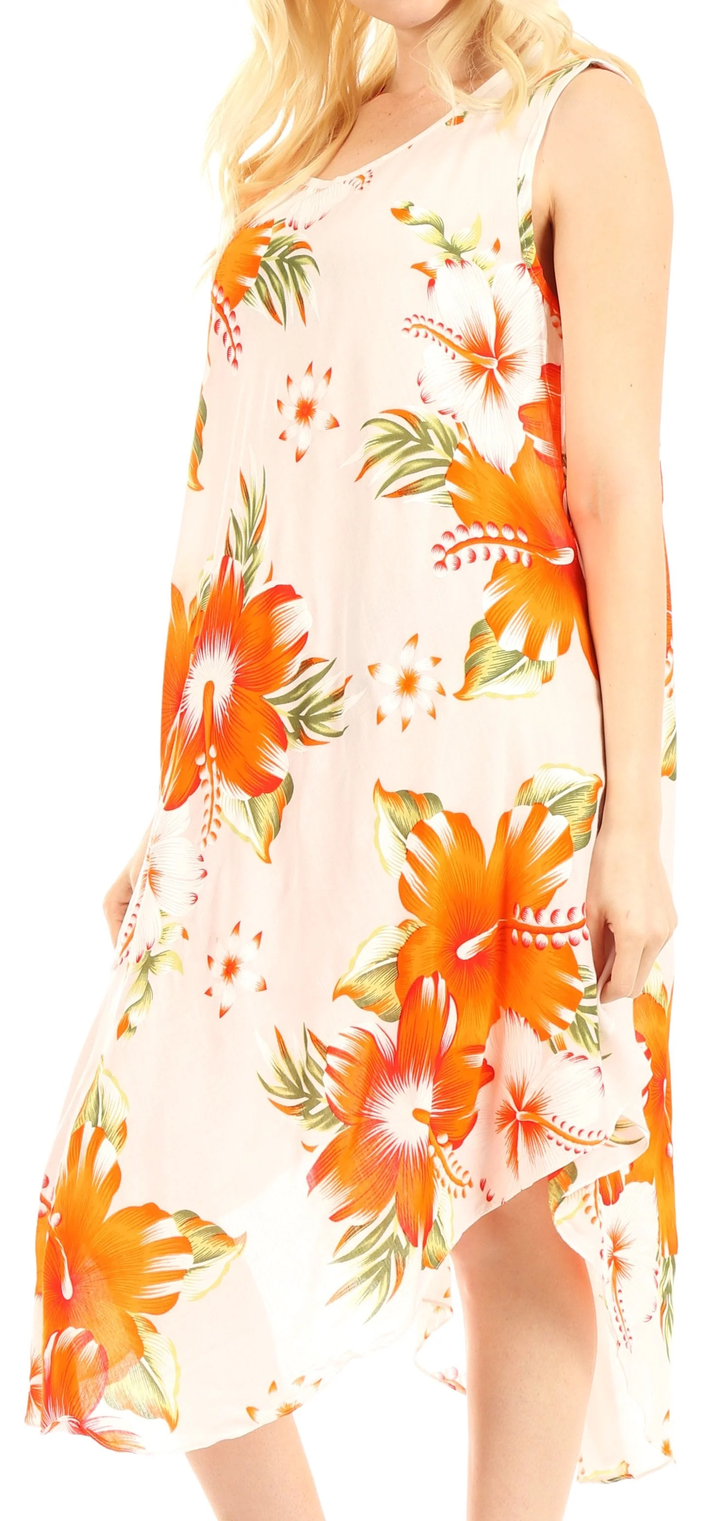 Sakkas Clara Women's Casual Summer Sleeveless Sundress Loose Floral Print Dress - Image 38