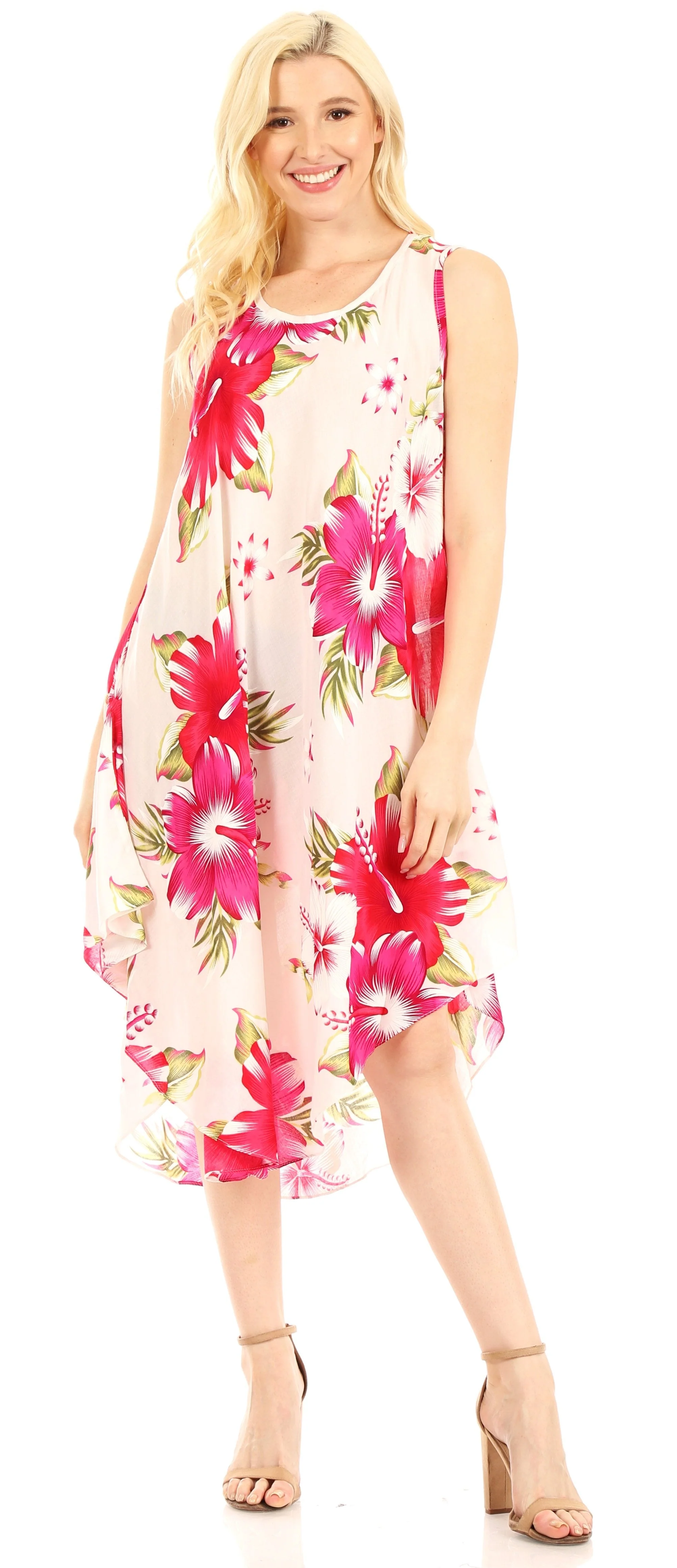 Sakkas Clara Women's Casual Summer Sleeveless Sundress Loose Floral Print Dress - Image 45