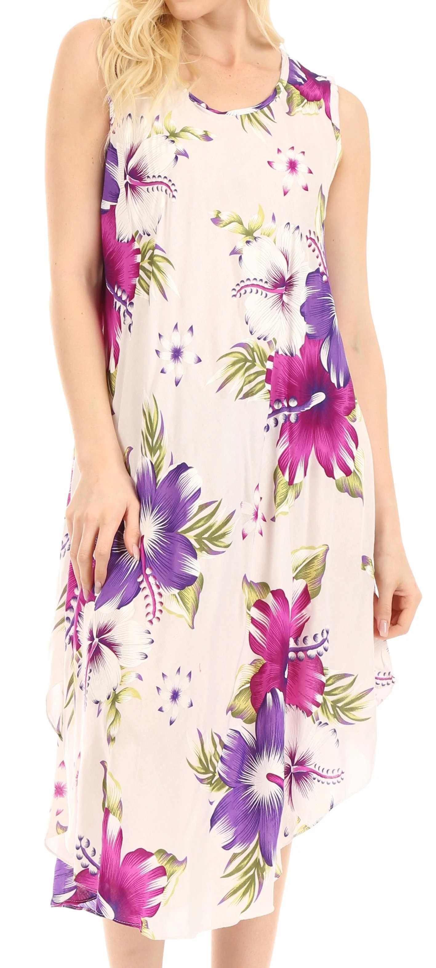 Sakkas Clara Women's Casual Summer Sleeveless Sundress Loose Floral Print Dress - Image 46