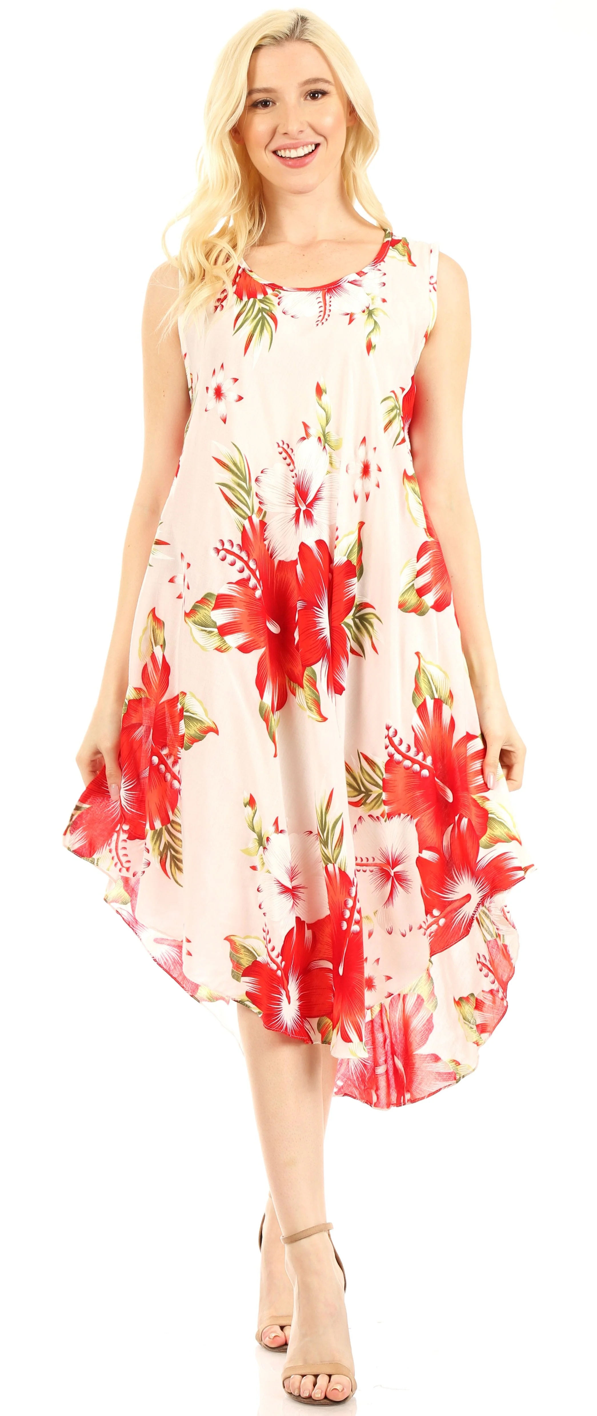 Sakkas Clara Women's Casual Summer Sleeveless Sundress Loose Floral Print Dress - Image 55