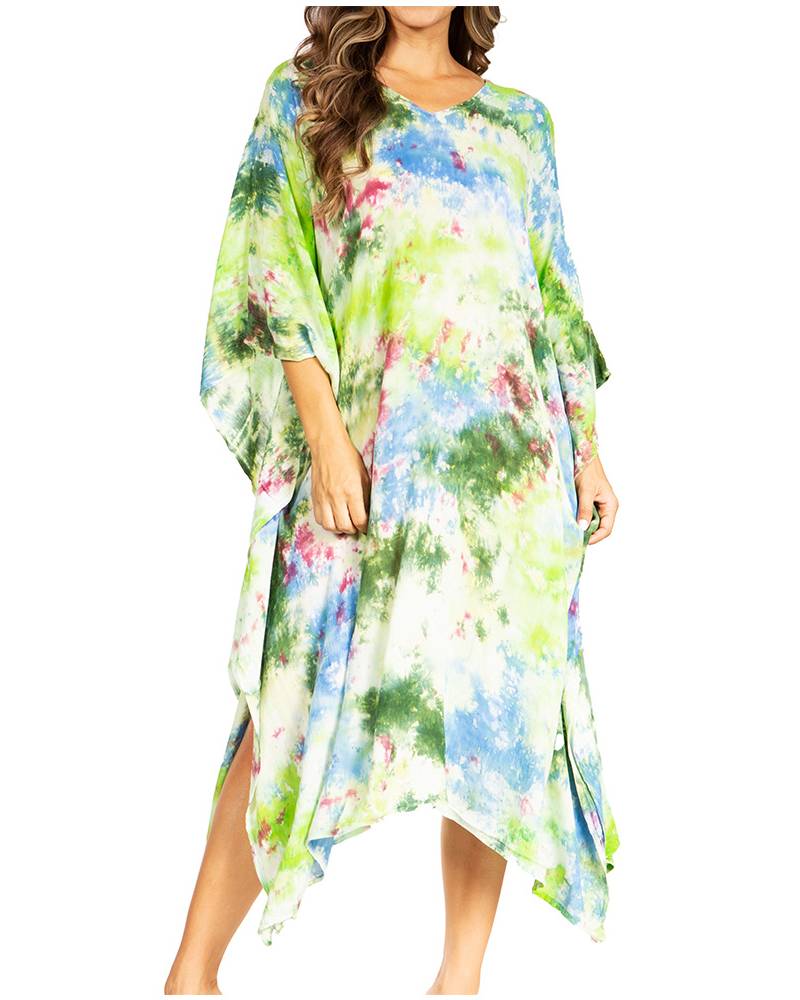 Sakkas Clementine Second Women's Tie Dye Caftan Dress/Cover Up Beach Kaftan Boho - Image 11