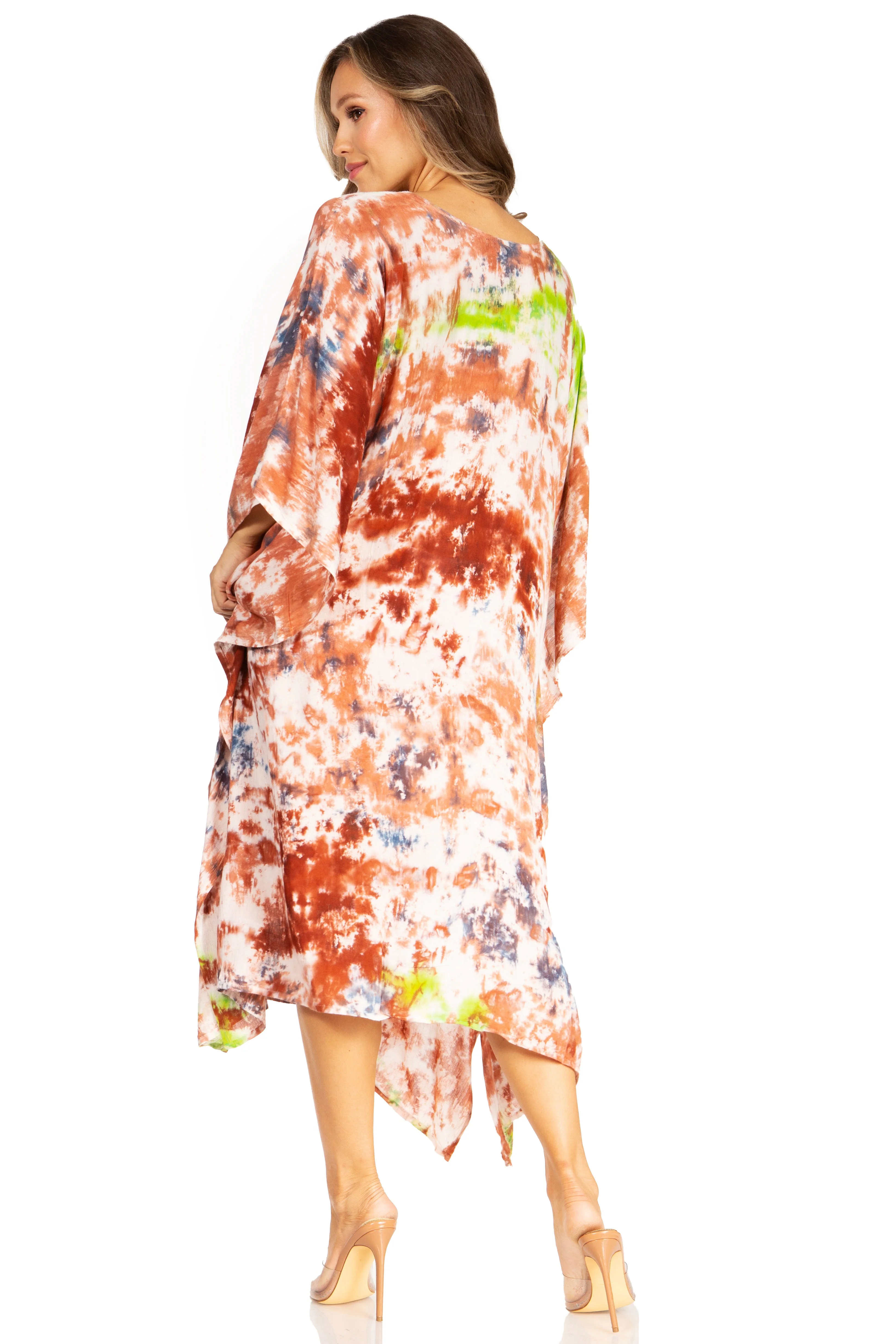 Sakkas Clementine Second Women's Tie Dye Caftan Dress/Cover Up Beach Kaftan Boho - Image 2