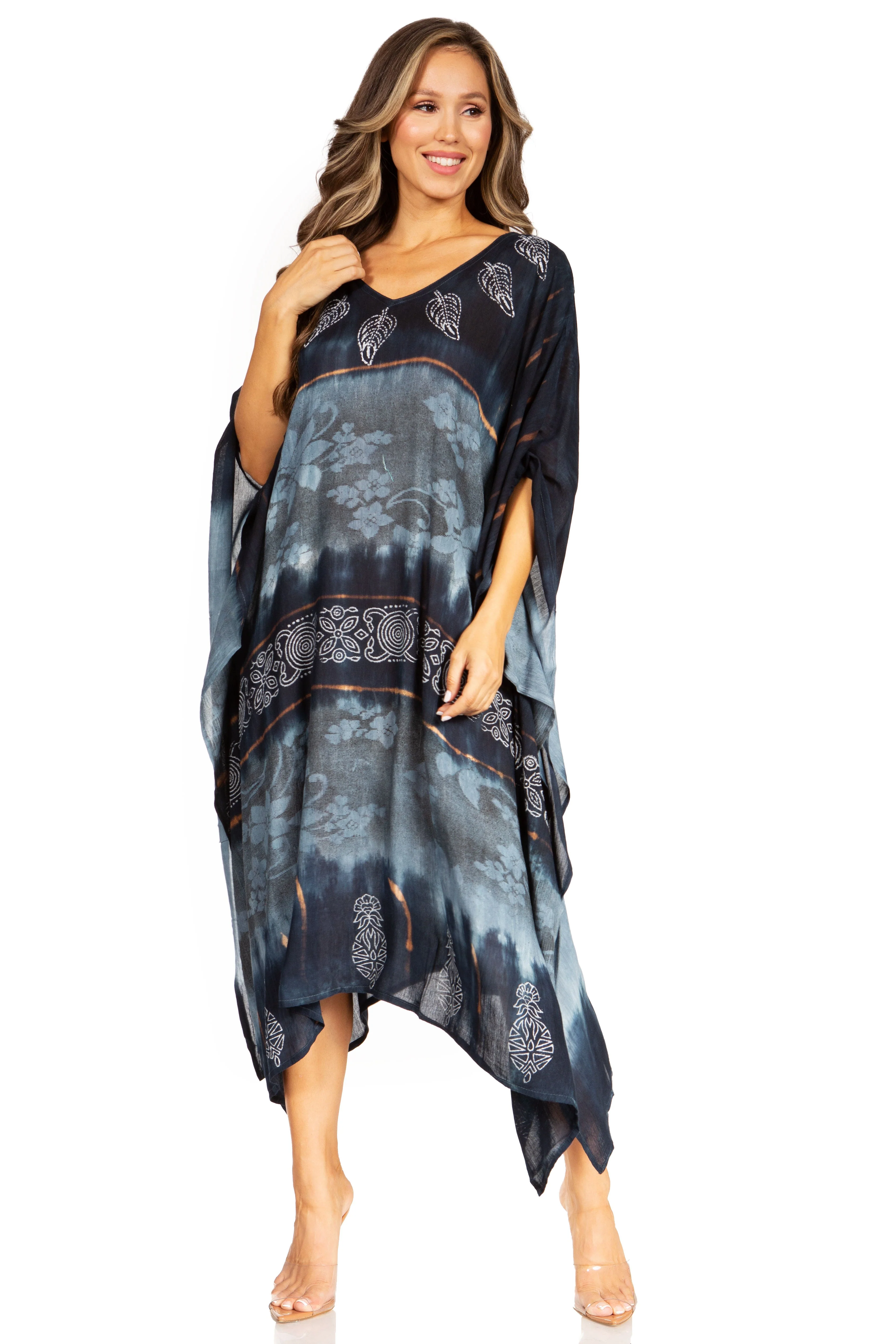 Sakkas Clementine Second Women's Tie Dye Caftan Dress/Cover Up Beach Kaftan Boho - Image 40