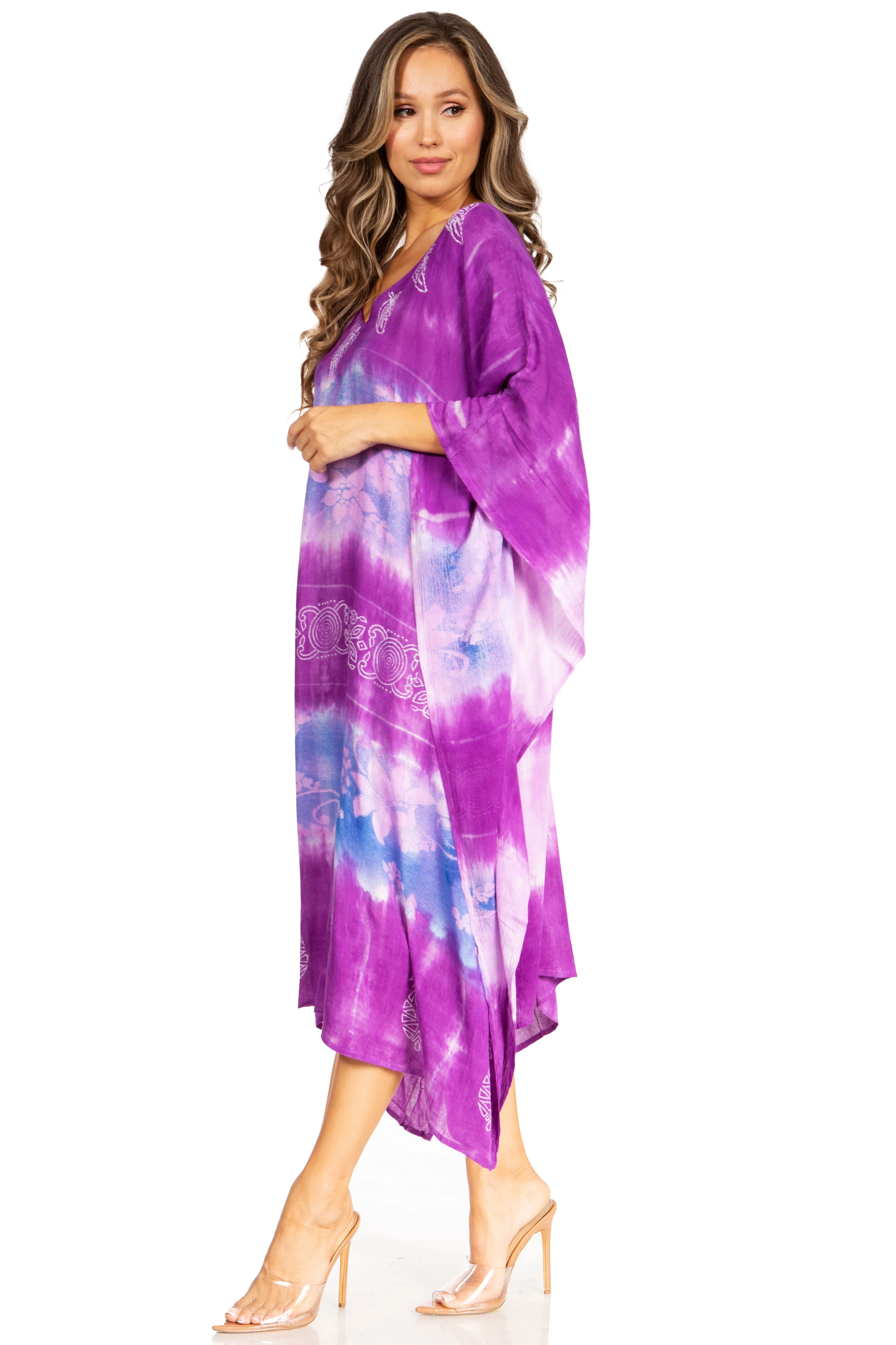 Sakkas Clementine Second Women's Tie Dye Caftan Dress/Cover Up Beach Kaftan Boho - Image 53