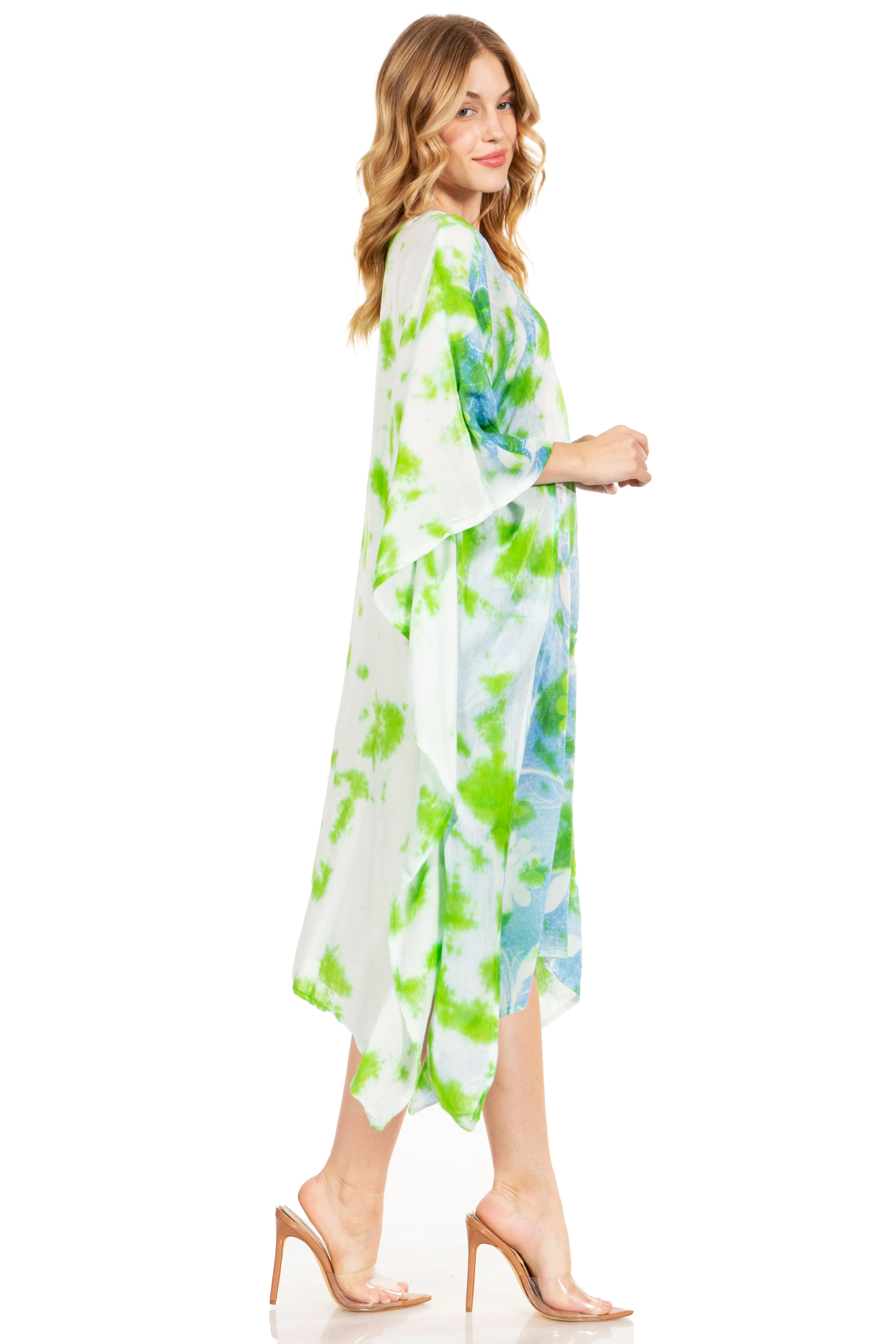 Sakkas Clementine Second Women's Tie Dye Caftan Dress/Cover Up Beach Kaftan Boho - Image 69