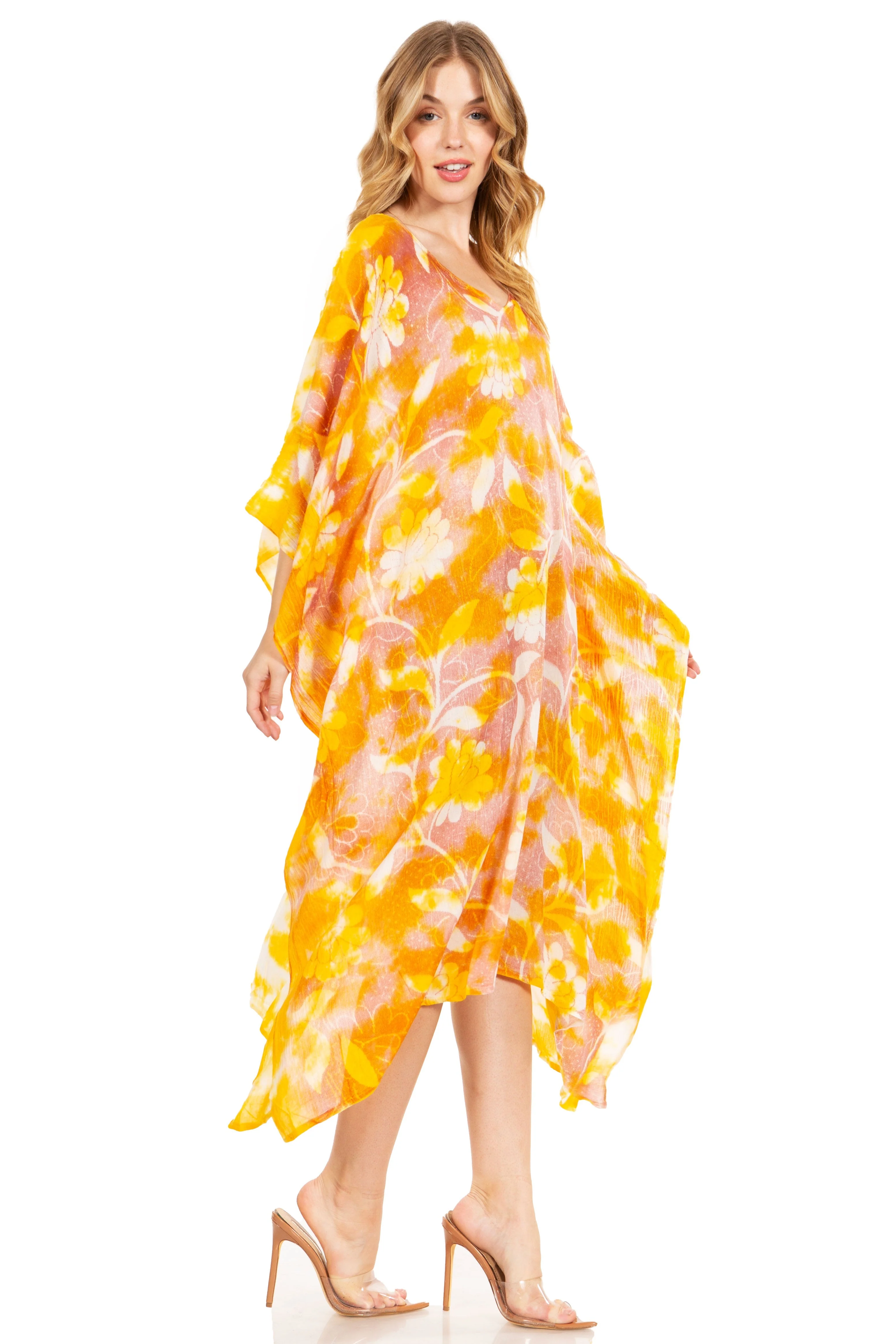 Sakkas Clementine Second Women's Tie Dye Caftan Dress/Cover Up Beach Kaftan Boho - Image 79