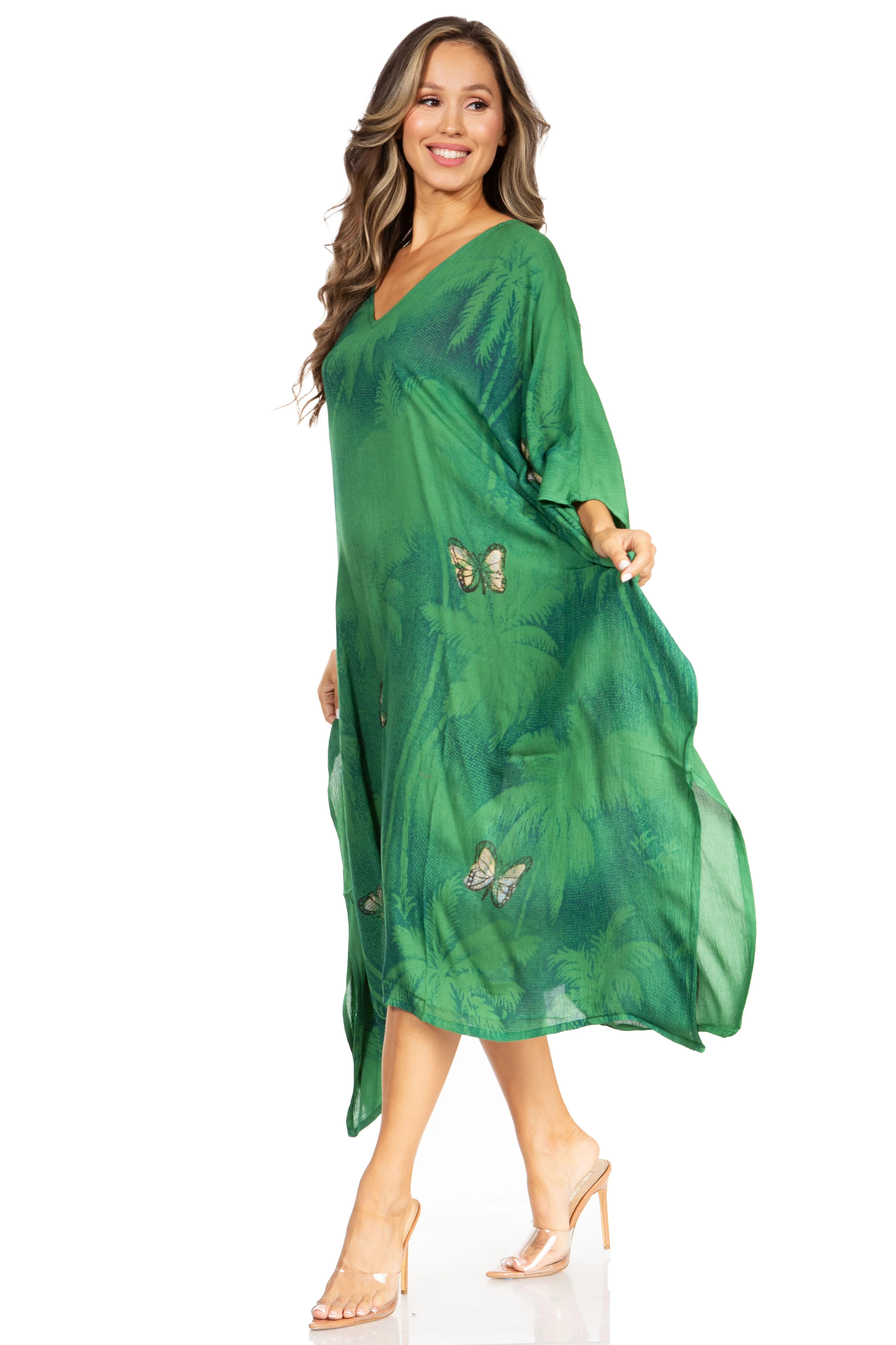 Sakkas Clementine Third Women's Tie Dye Caftan Dress/Cover Up Beach Kaftan Summer - Image 48