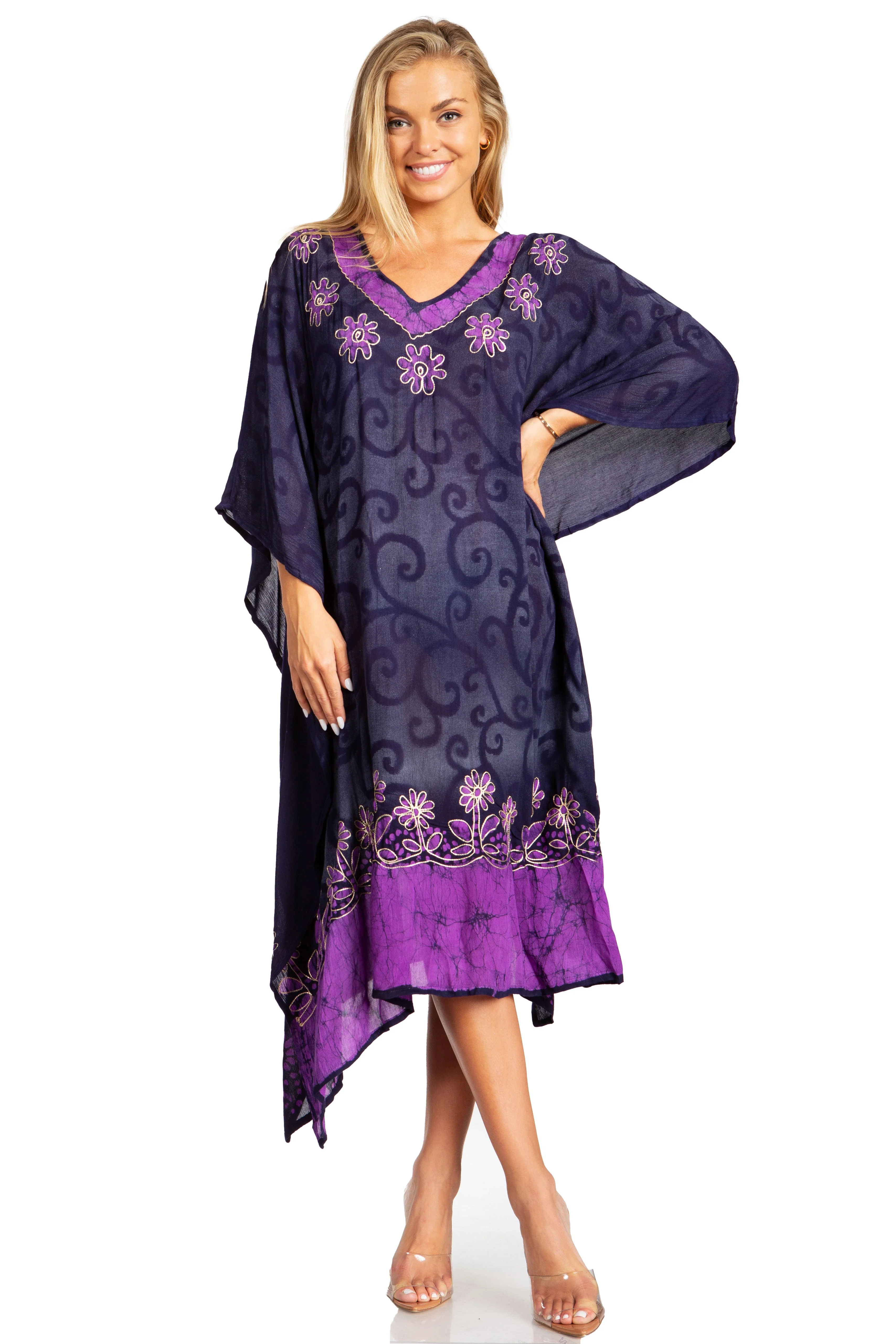 Sakkas Clementine Women's Tie Dye Caftan Dress/Cover Up Beach Kaftan Boho Summer - Image 20