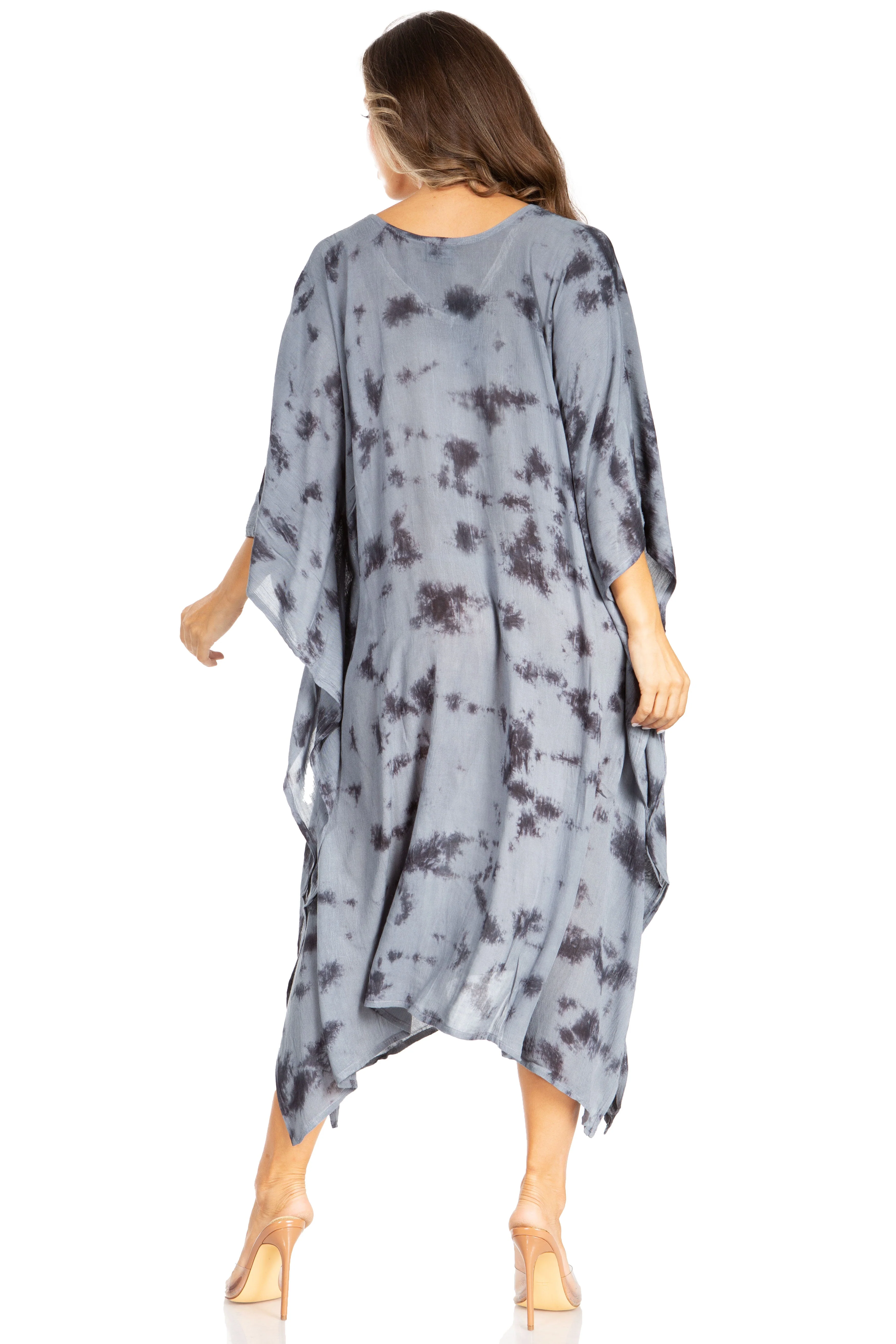 Sakkas Clementine Women's Tie Dye Caftan Dress/Cover Up Beach Kaftan Boho Summer - Image 47