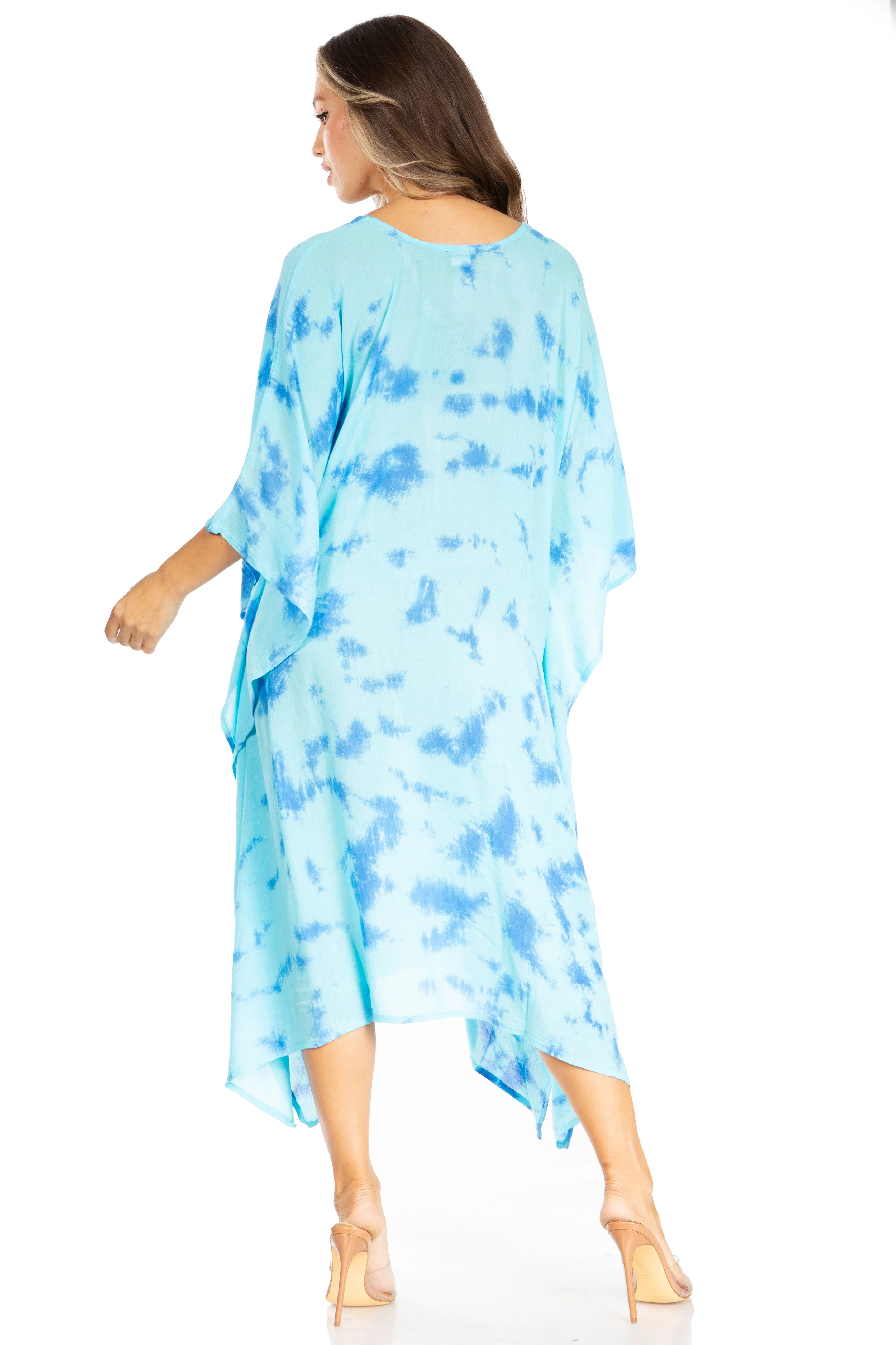 Sakkas Clementine Women's Tie Dye Caftan Dress/Cover Up Beach Kaftan Boho Summer - Image 57