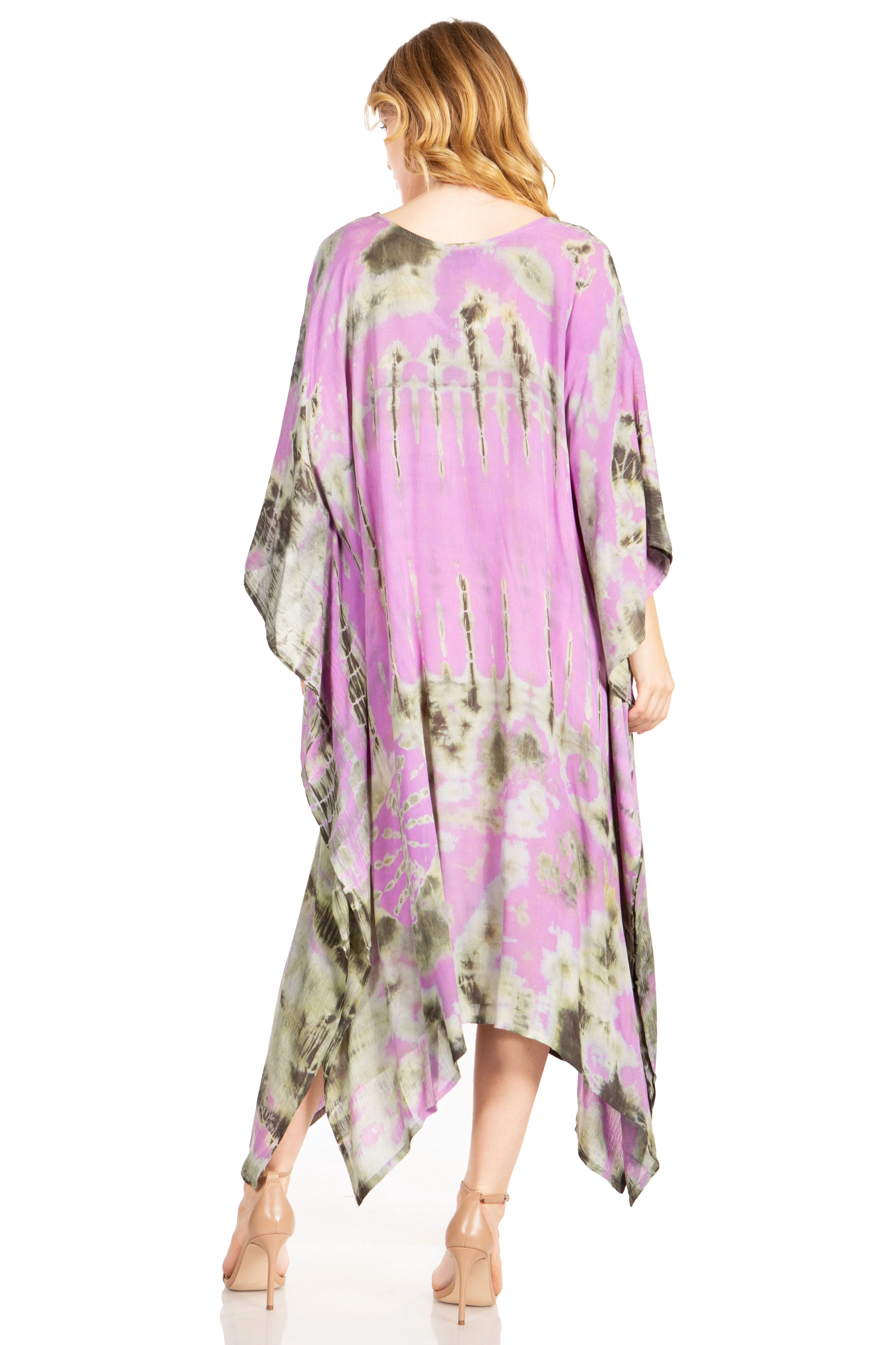Sakkas Clementine Women's Tie Dye Caftan Dress/Cover Up Beach Kaftan Boho Summer - Image 72