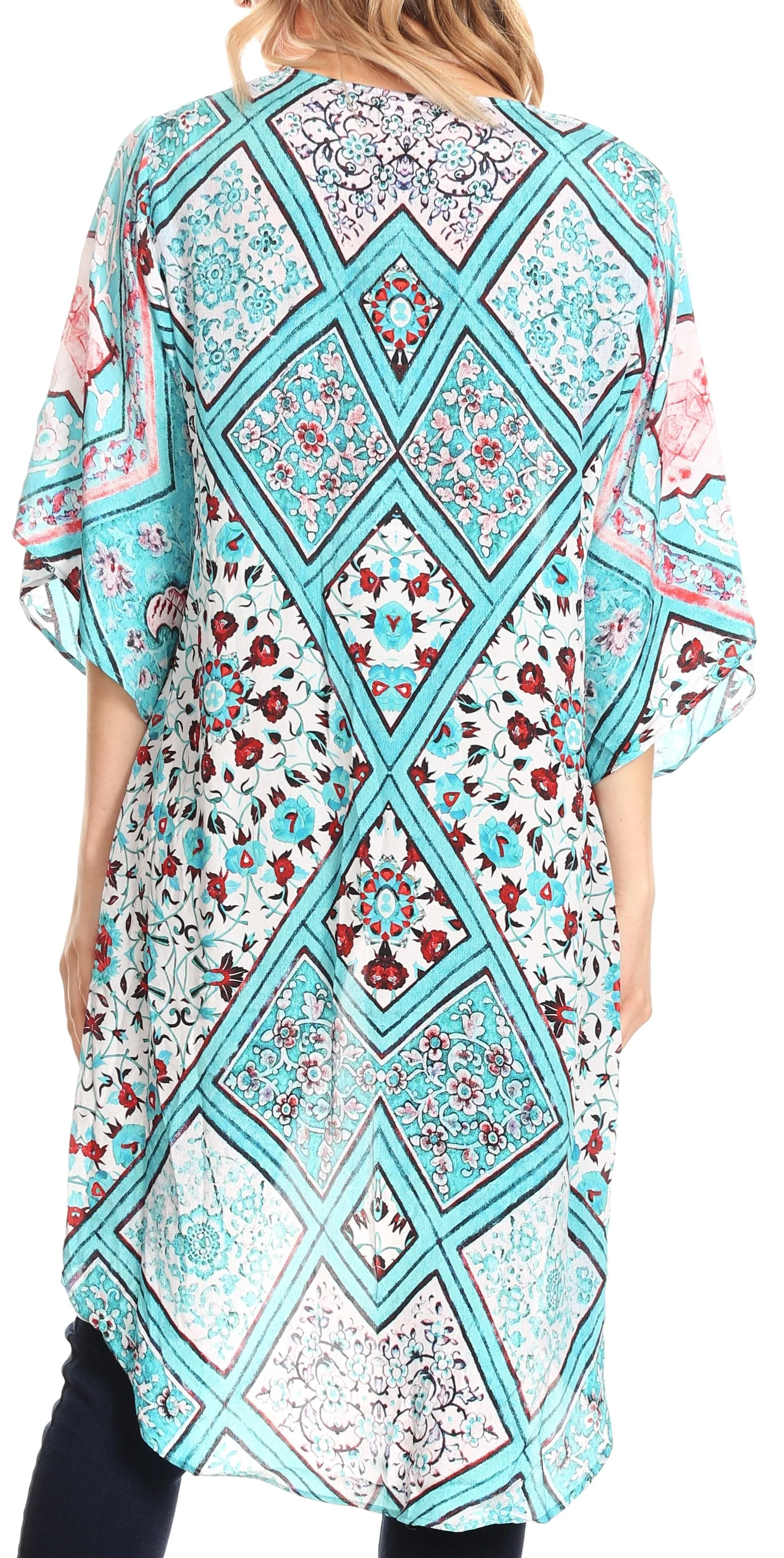 Sakkas Denora Women's Casual Draped Kimono Short Sleeve Boho Open Front Cardigan - Image 22