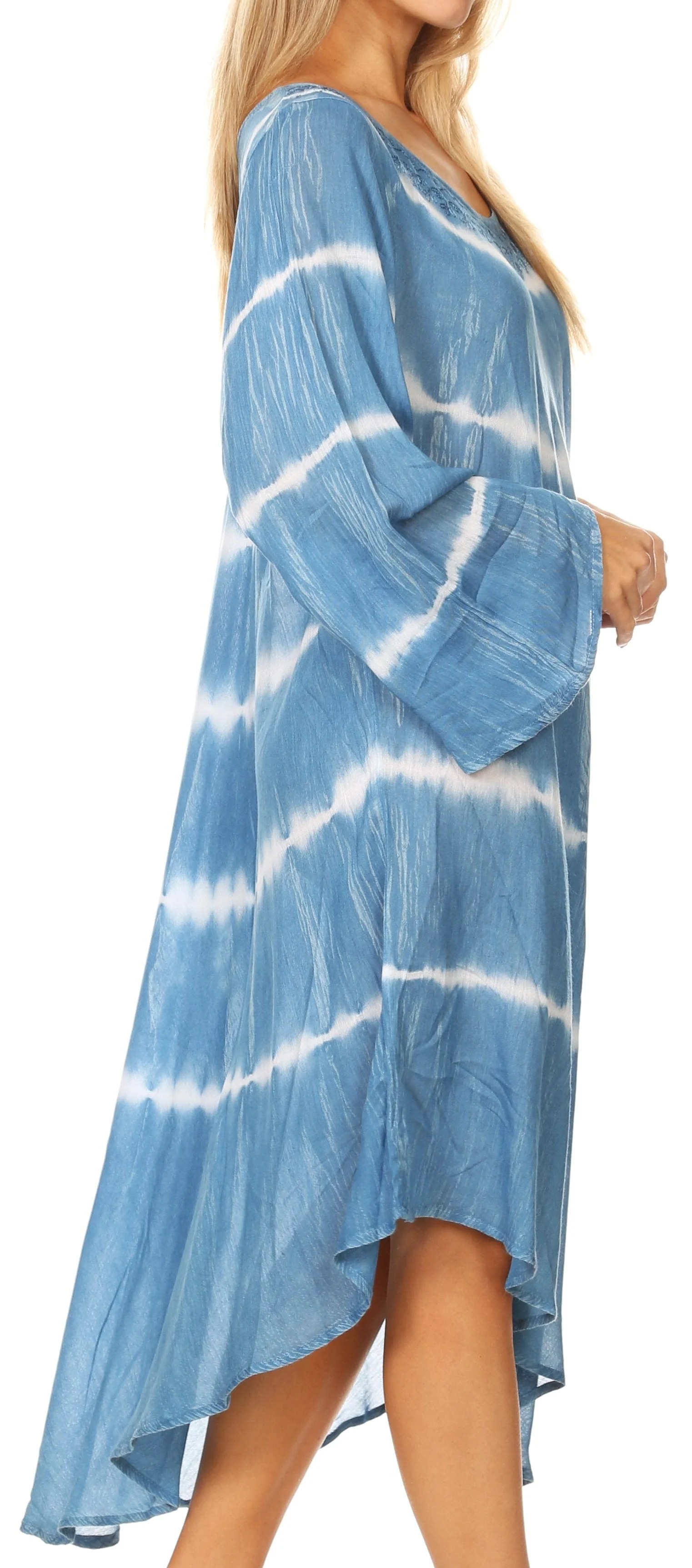 Sakkas Dori Women's Long Sleeves Casual Loose Swing Midi Dress Caftan Cover-up - Image 19