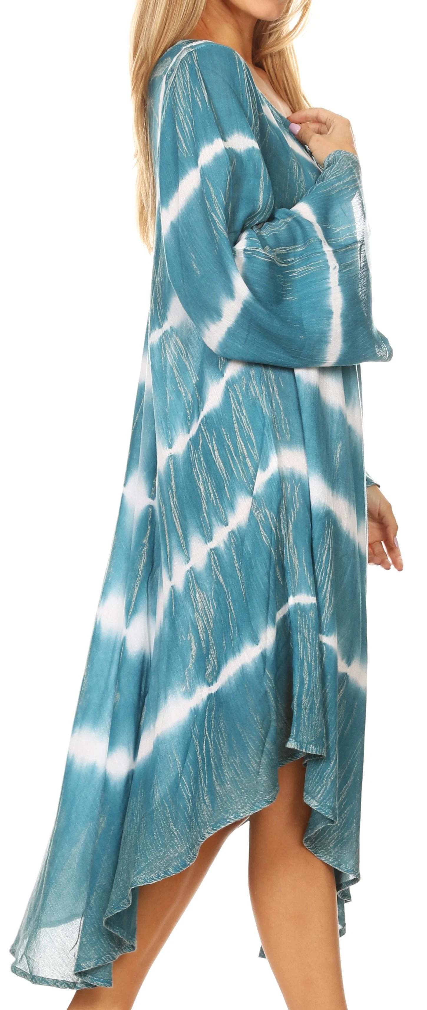 Sakkas Dori Women's Long Sleeves Casual Loose Swing Midi Dress Caftan Cover-up - Image 24