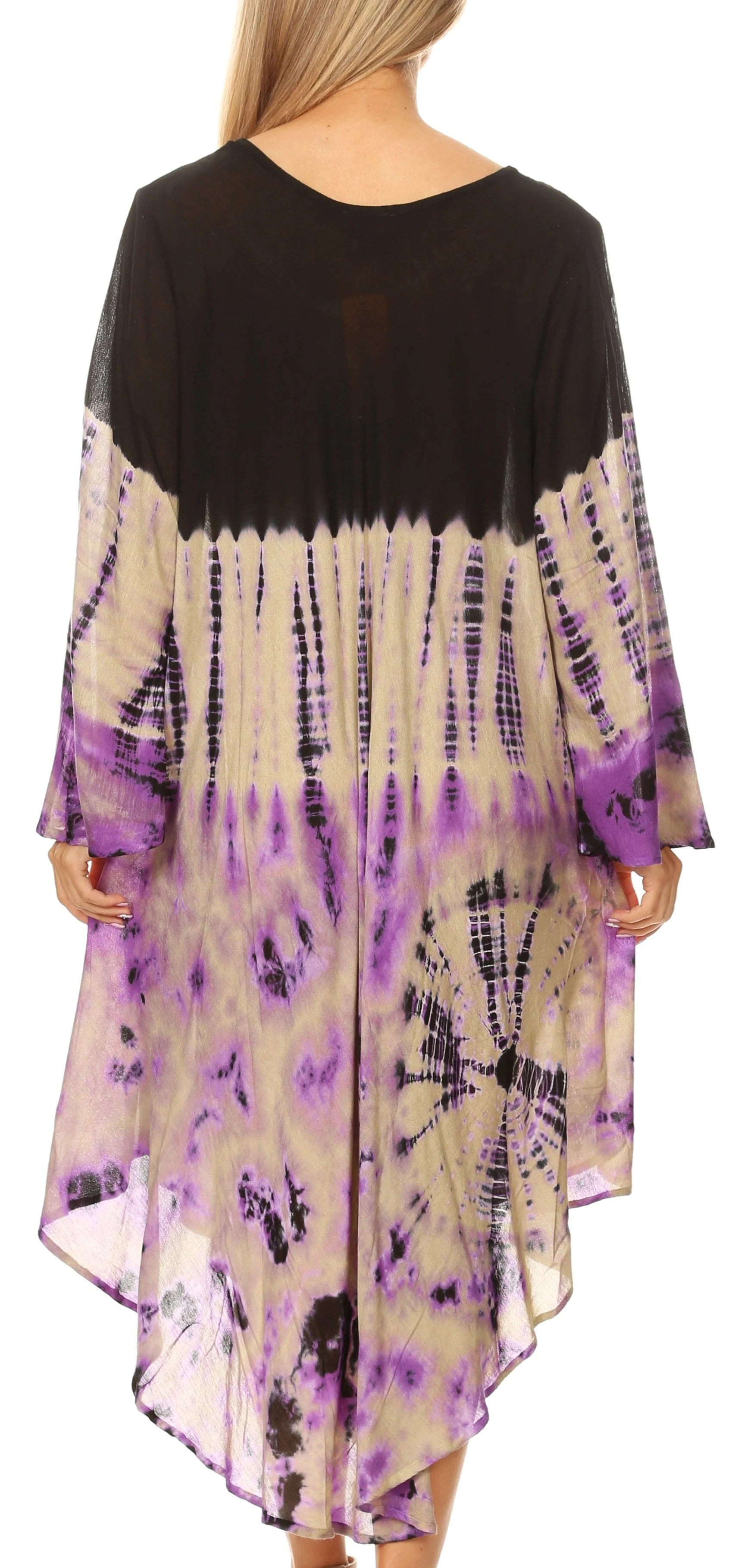 Sakkas Dori Women's Long Sleeves Casual Loose Swing Midi Dress Caftan Cover-up - Image 32