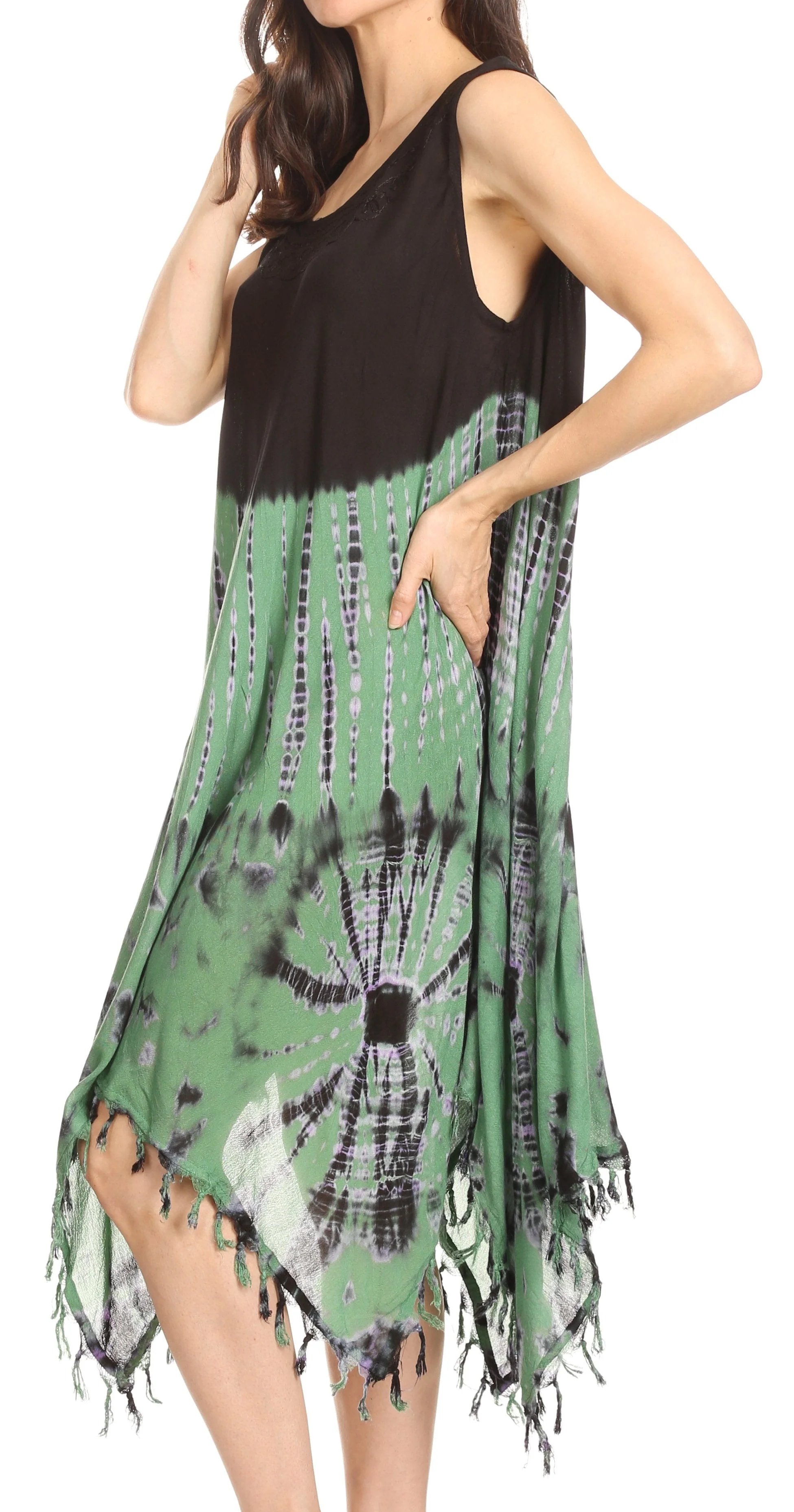 Sakkas Dori Women's Long Sleeves Casual Loose Swing Midi Dress Caftan Cover-up - Image 43