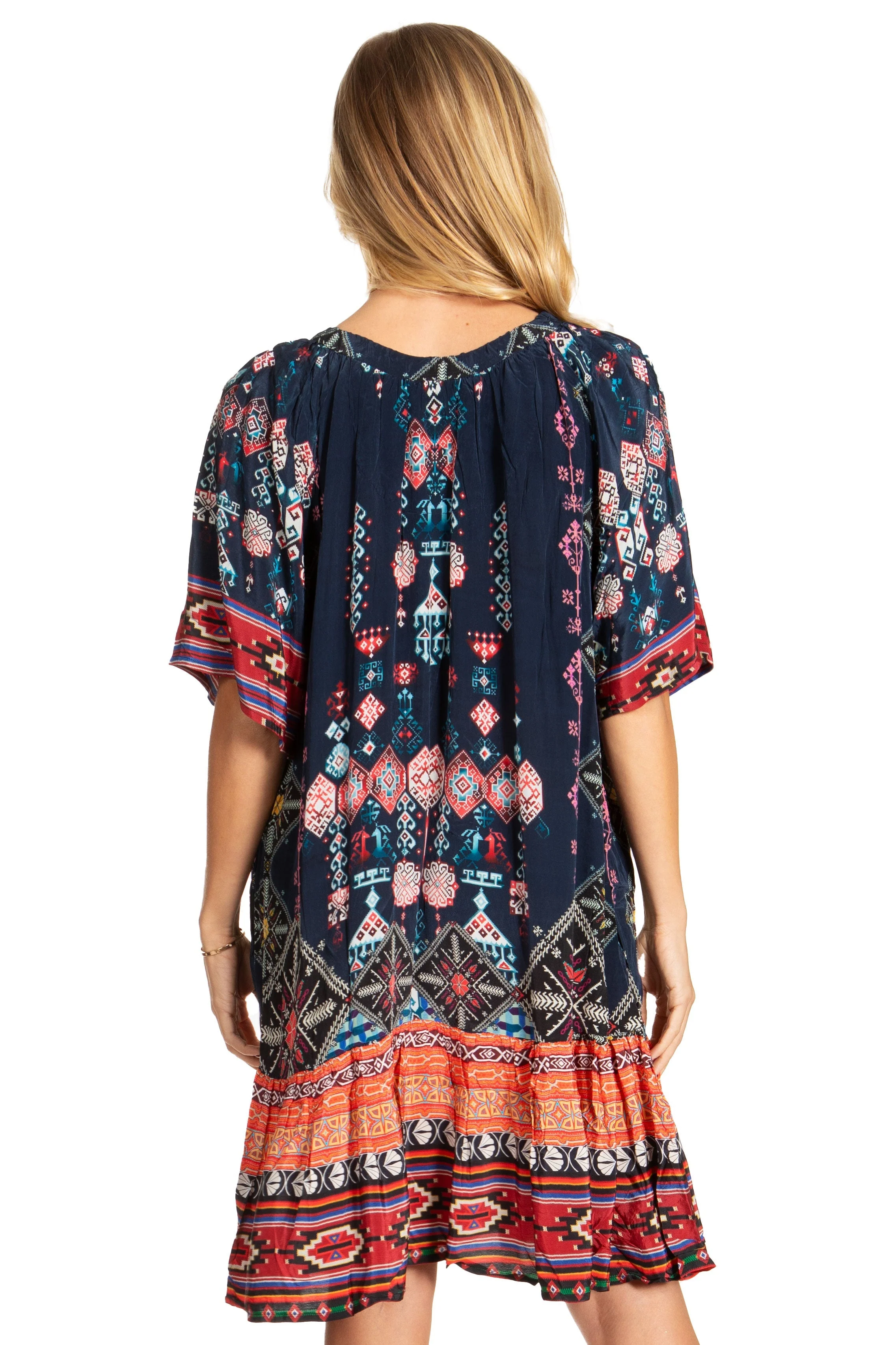 Sakkas Eliza Women's Cocktail Short Sleeve Floral Print Boho Dress Summer Casual - Image 17