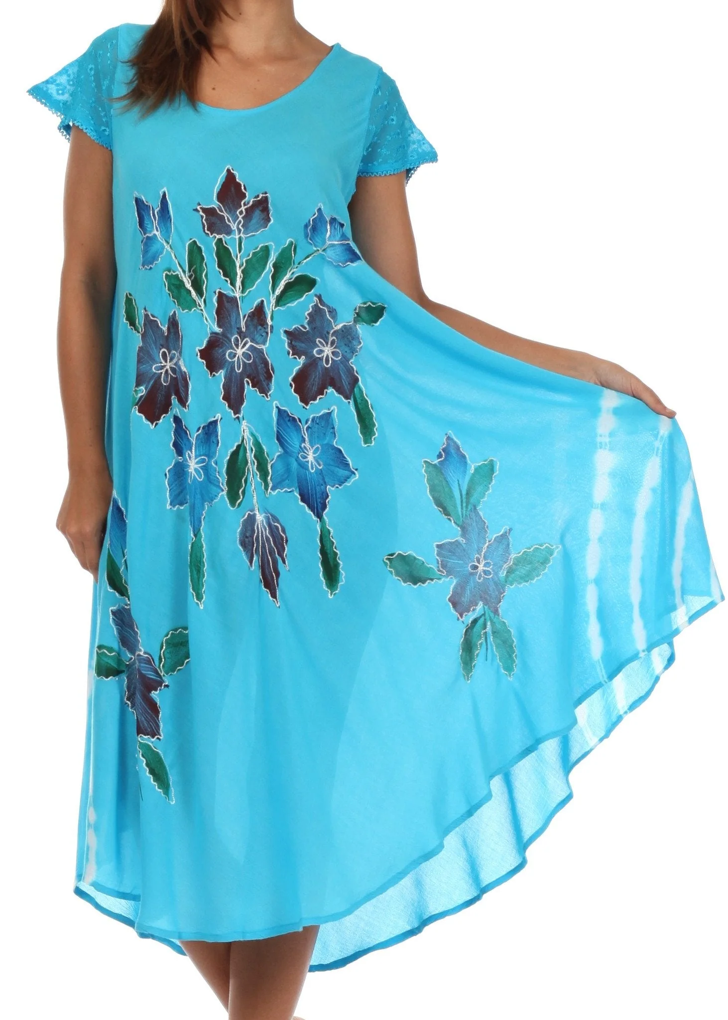 Sakkas Embroidered Painted Floral Cap Sleeve Rayon Dress - Image 42