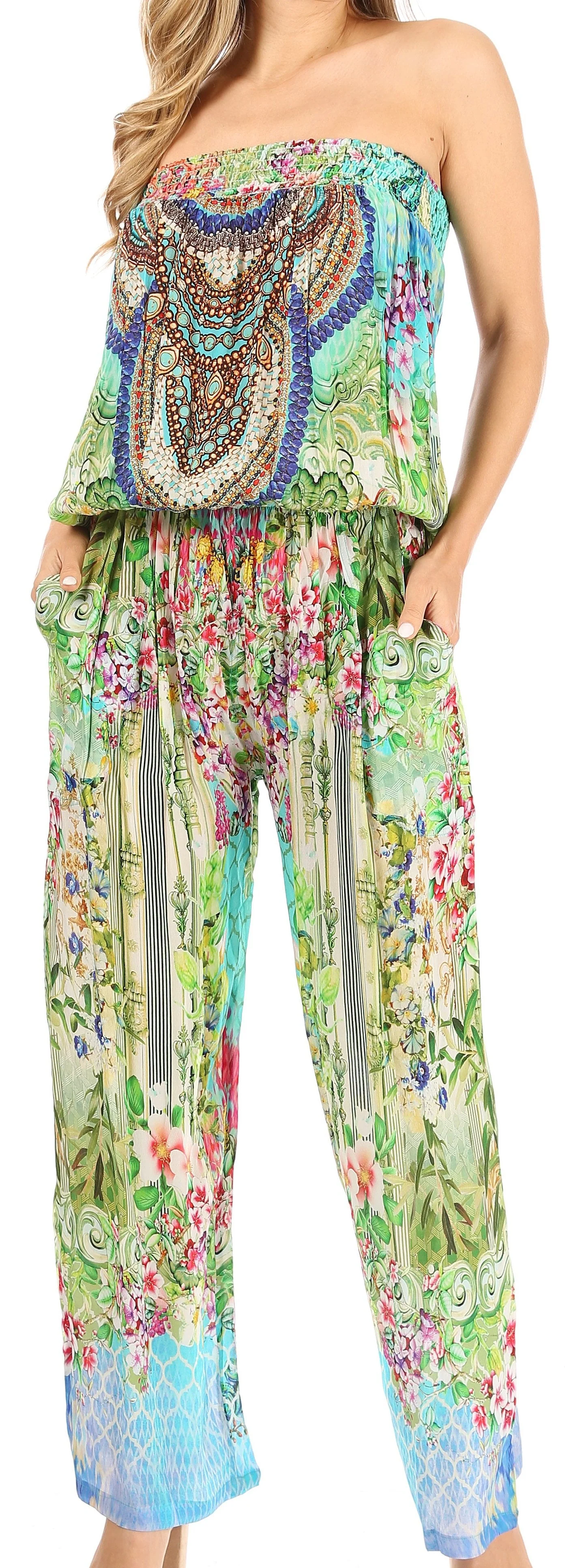 Sakkas Esha Women's Loose Sleeveless Floral Print Boho Casual Summer w/Pockets - Image 6