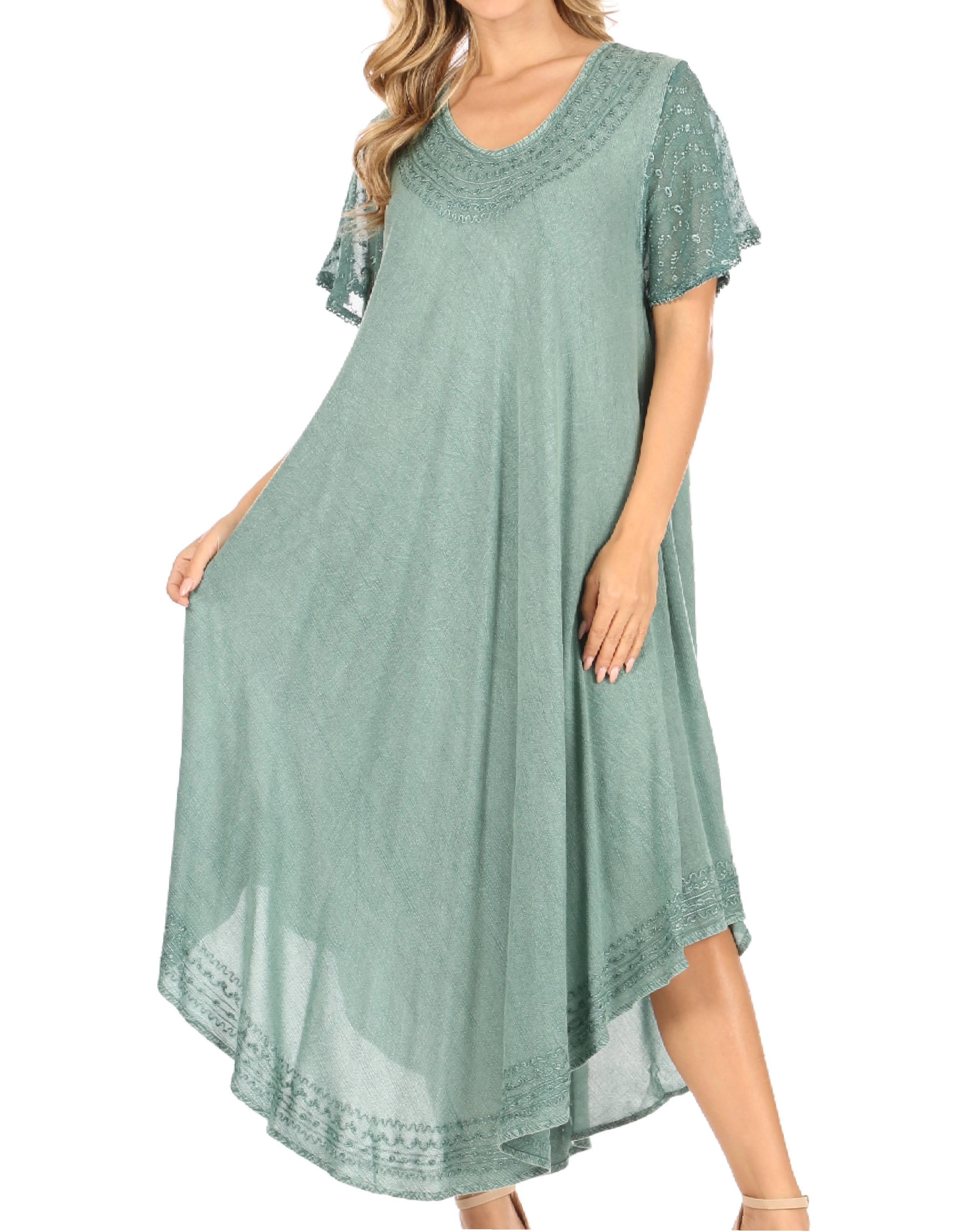 Sakkas Everyday Essentials Cap Sleeve Caftan Dress / Cover Up - Image 80