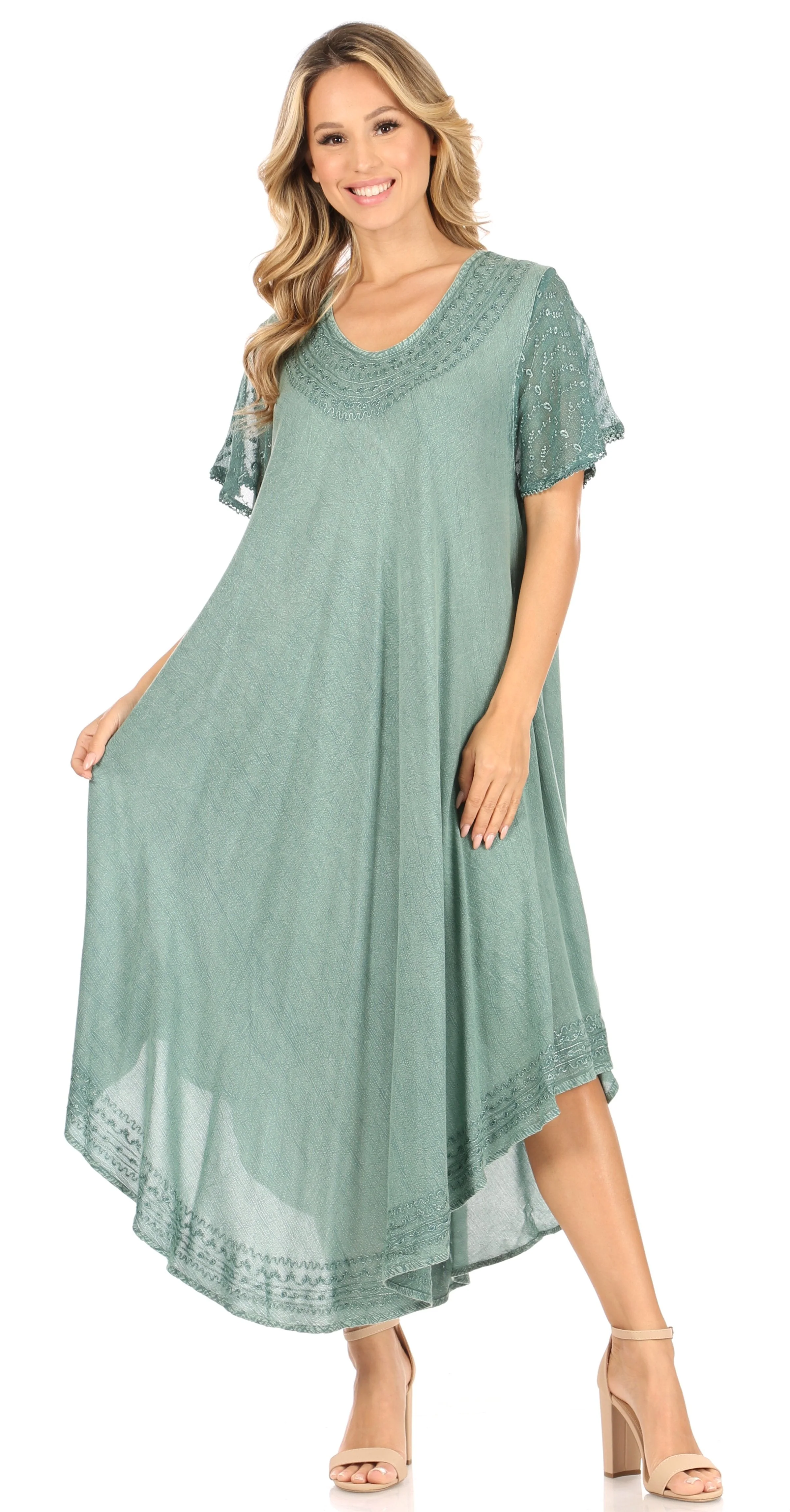 Sakkas Everyday Essentials Cap Sleeve Caftan Dress / Cover Up - Image 84