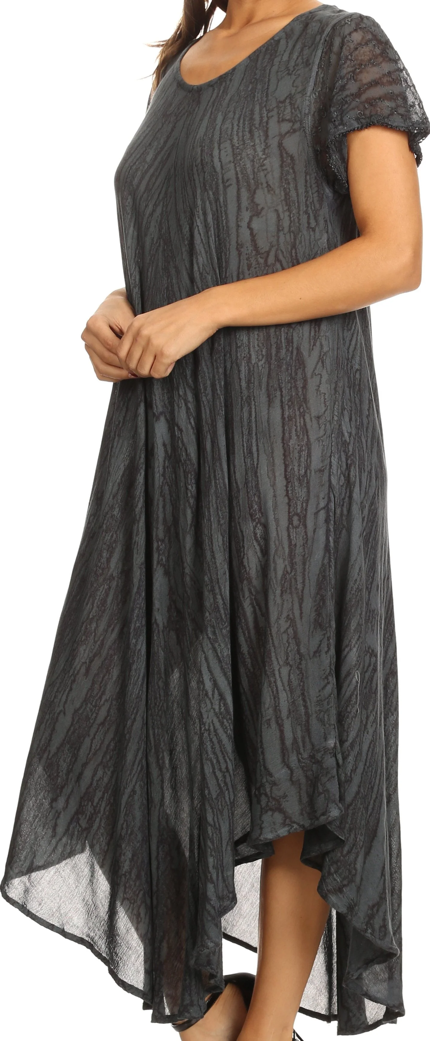 Sakkas Faye Cap Sleeved Cotton Caftan Cover Up Dress - Image 34