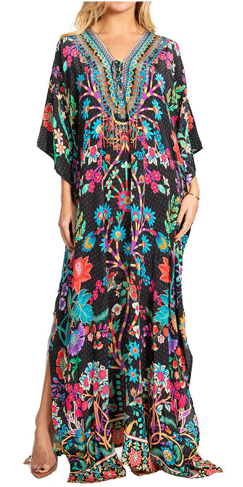 Sakkas Georgettina 2025 Flowy Rhinestone V Neck Long Caftan Dress / Cover Up - Image 147