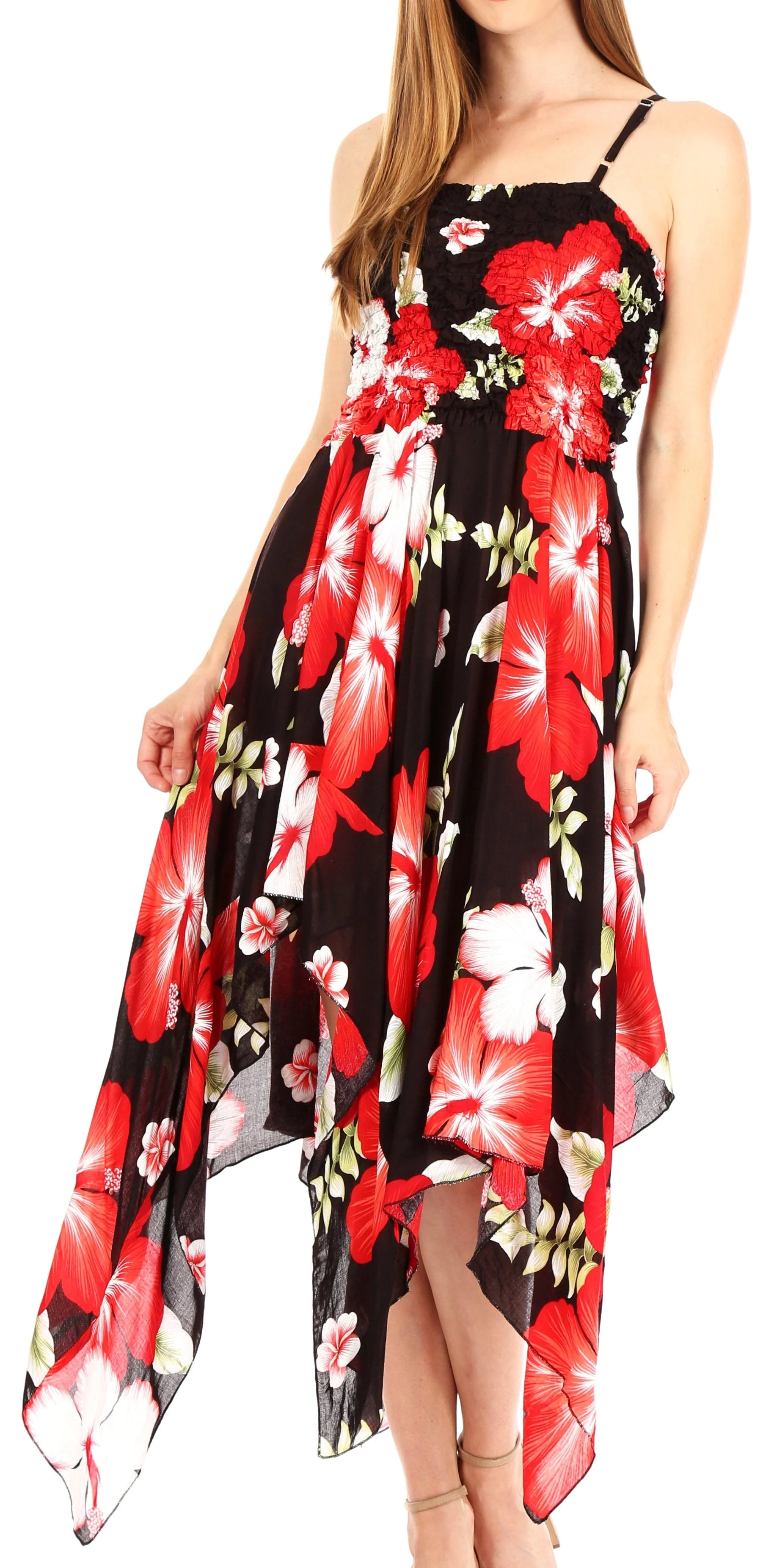 Sakkas Hamisi Women's Tube Spaghetti Strap Floral Print Summer Casual Short Dress - Image 16