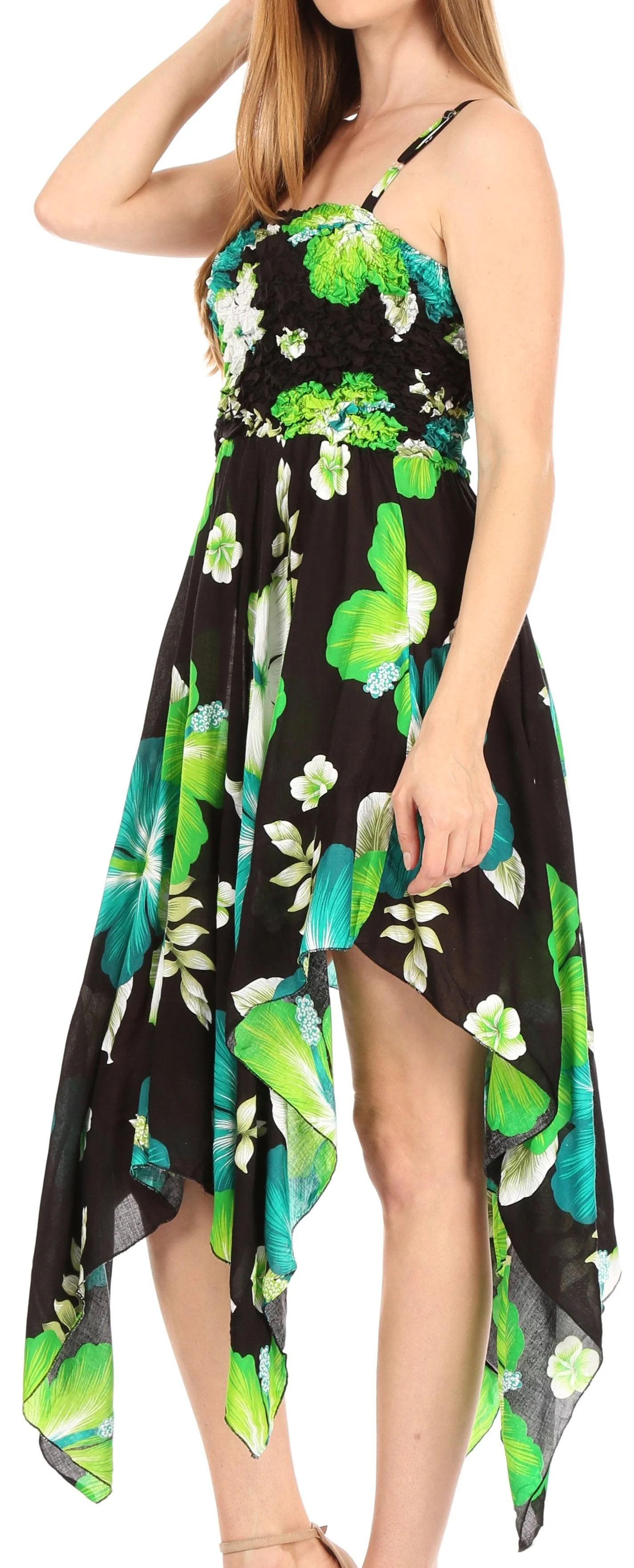 Sakkas Hamisi Women's Tube Spaghetti Strap Floral Print Summer Casual Short Dress - Image 23
