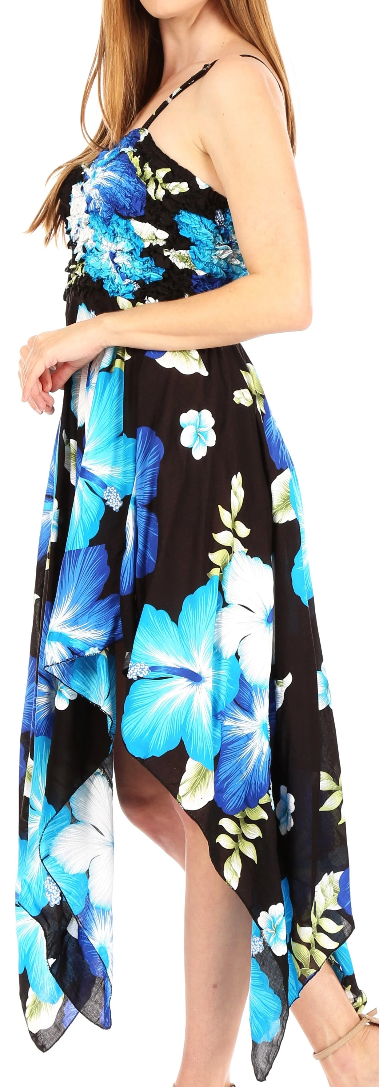 Sakkas Hamisi Women's Tube Spaghetti Strap Floral Print Summer Casual Short Dress - Image 3